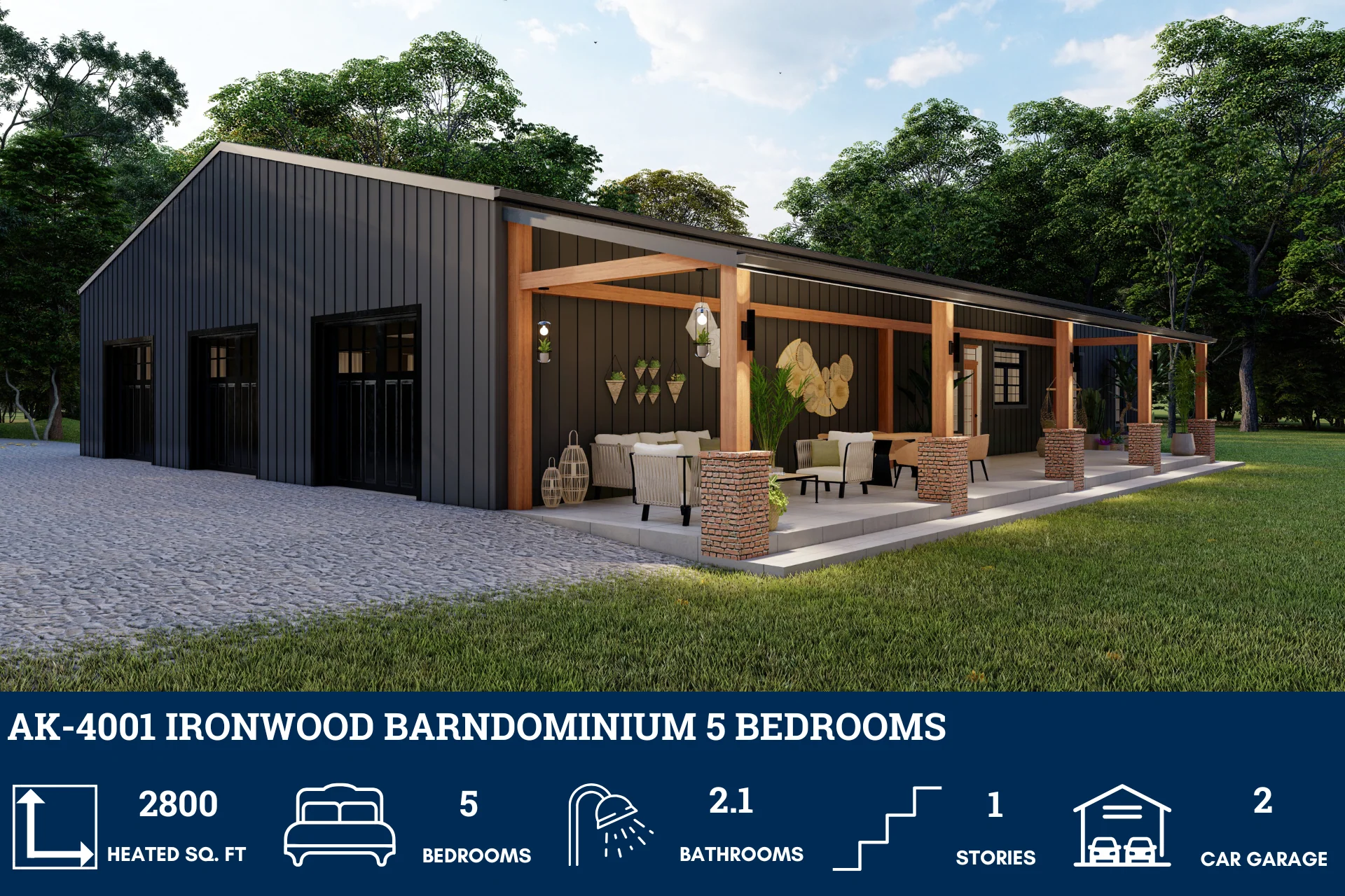 AK-4001 Ironwood Barndominium House Plan - Image 3