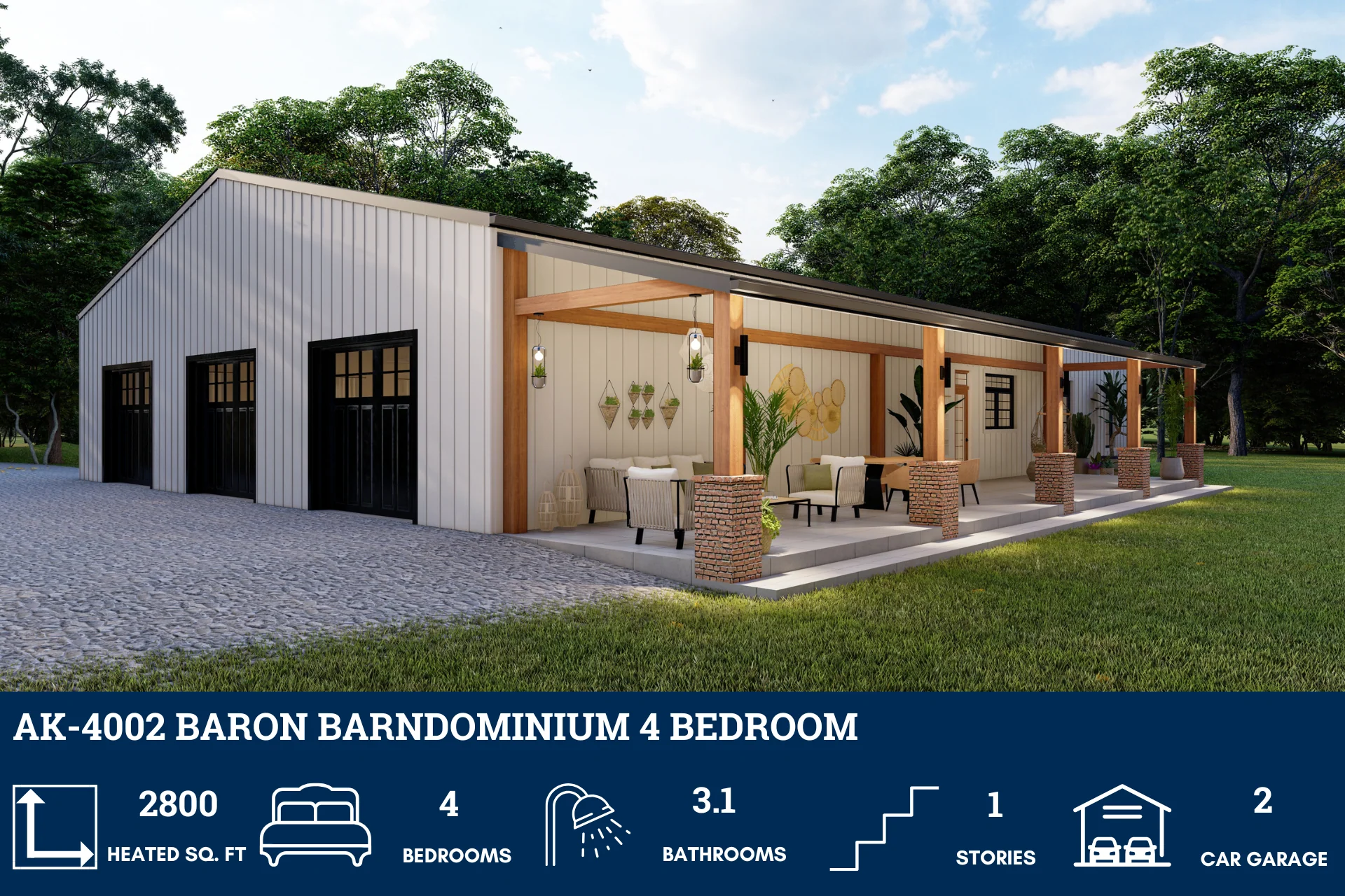 AK-4002 Baron Barndominium House Plan - Image 4