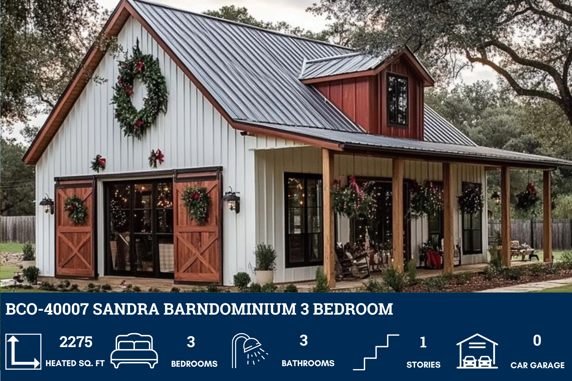 BCO-40007 Sandra Barndominium House Plan - Image 2