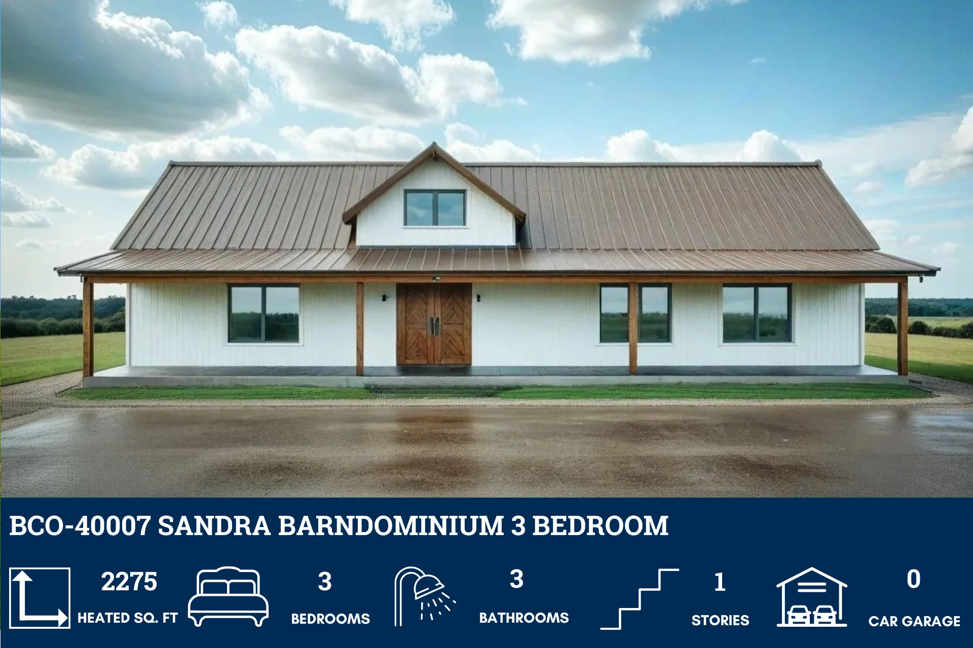 BCO-40007 Sandra Barndominium House Plan - Image 3