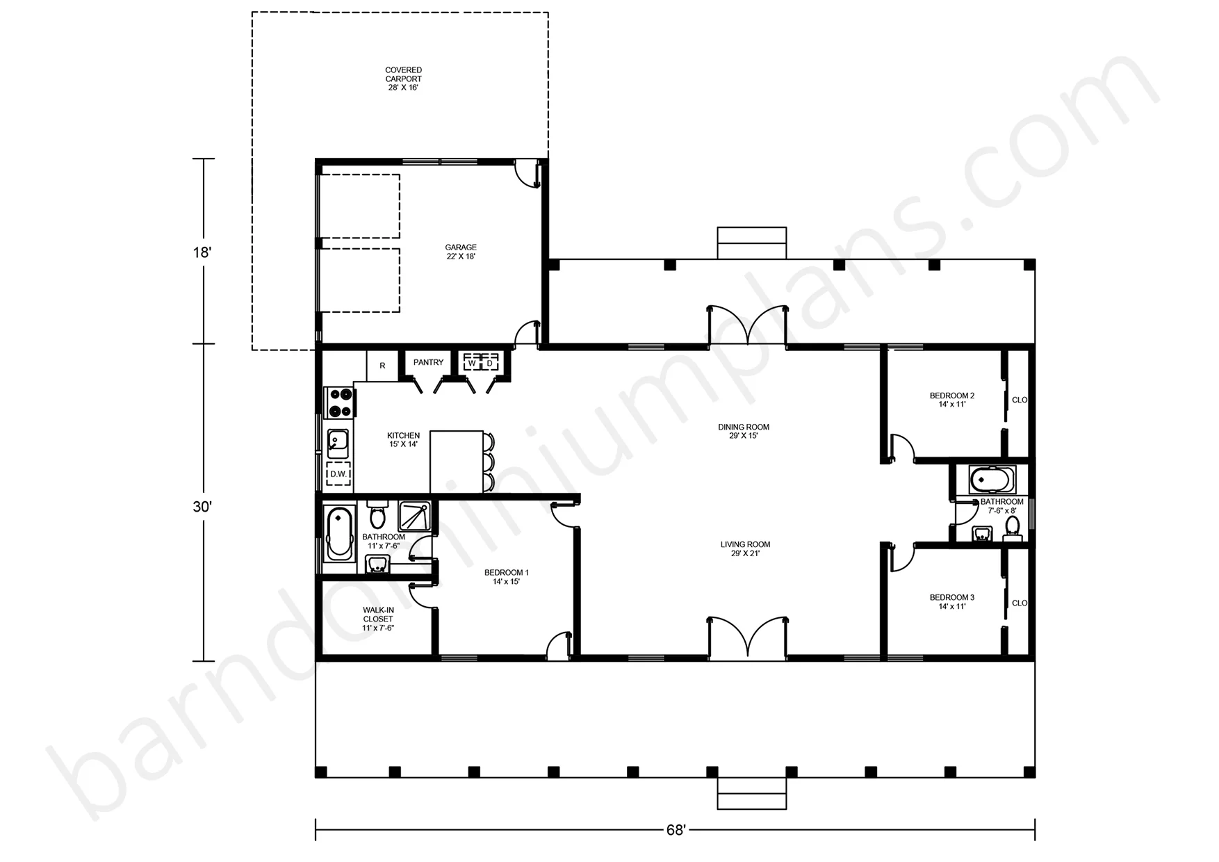 BCO-40020 Barndominium House Plan - Image 2