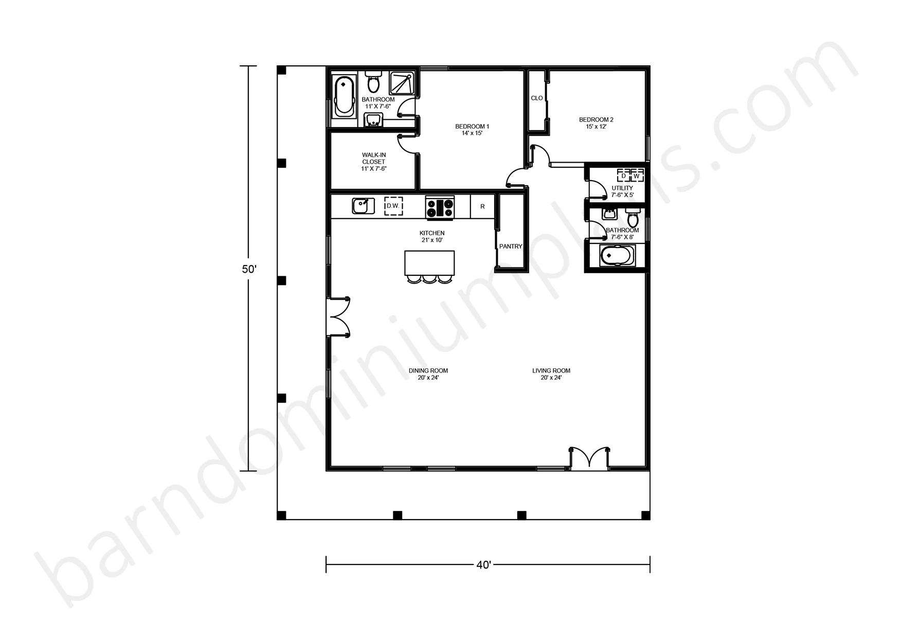 BCO-40027 Barndominium House Plan - Image 2
