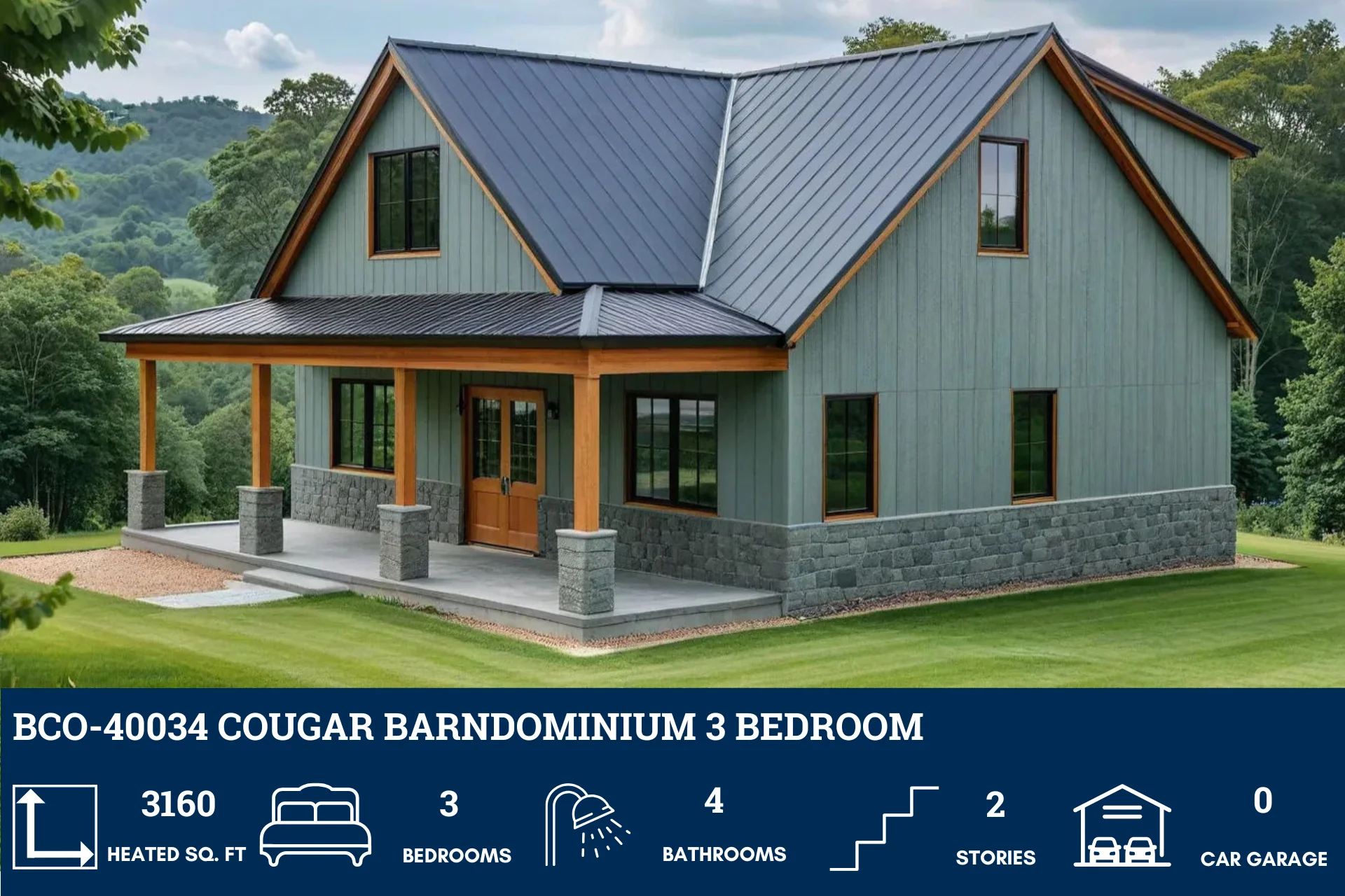 BCO-40034 Cougar Barndominium House Plan - Image 3