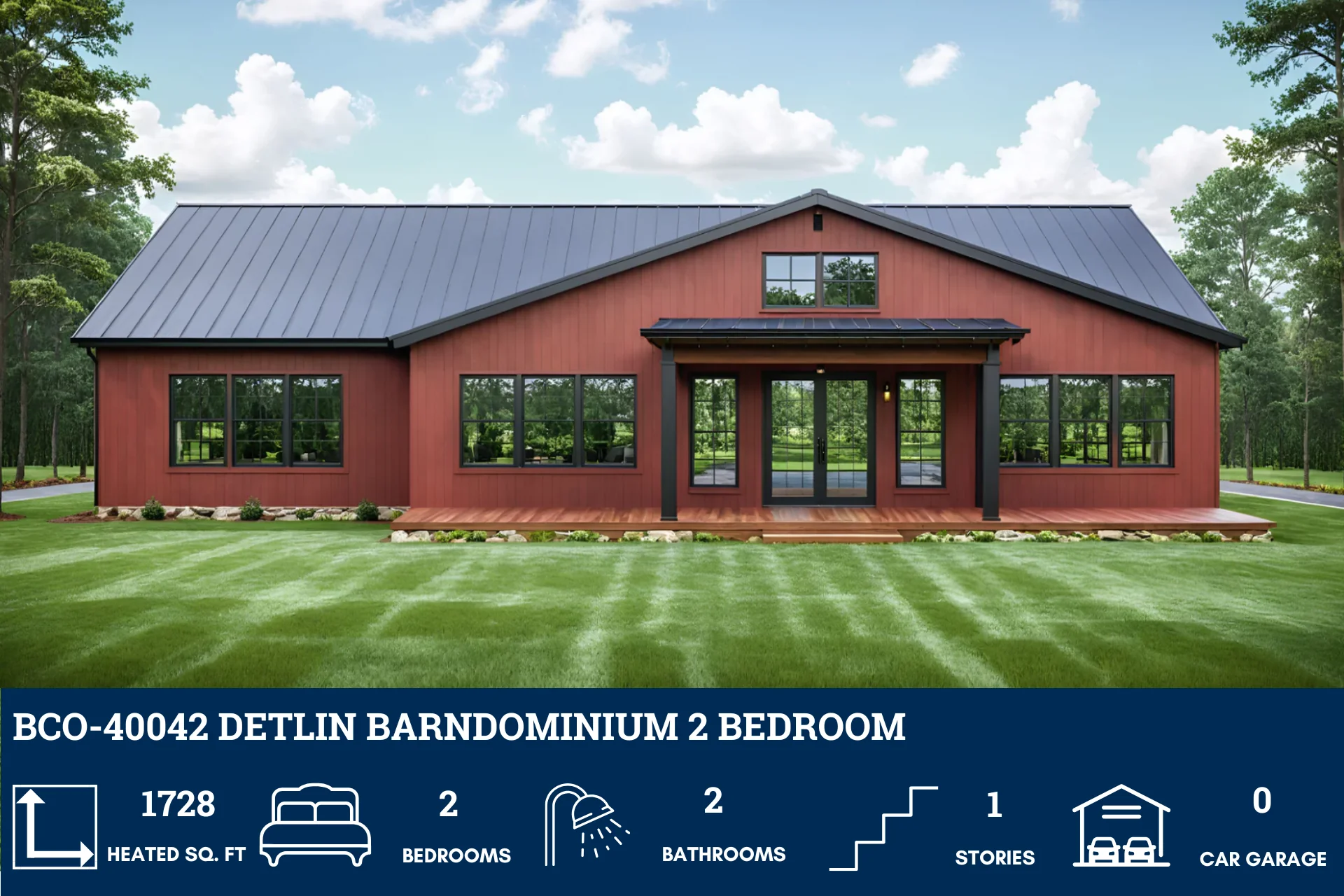 BCO-40042 Detlin Barndominium House Plan - Image 2