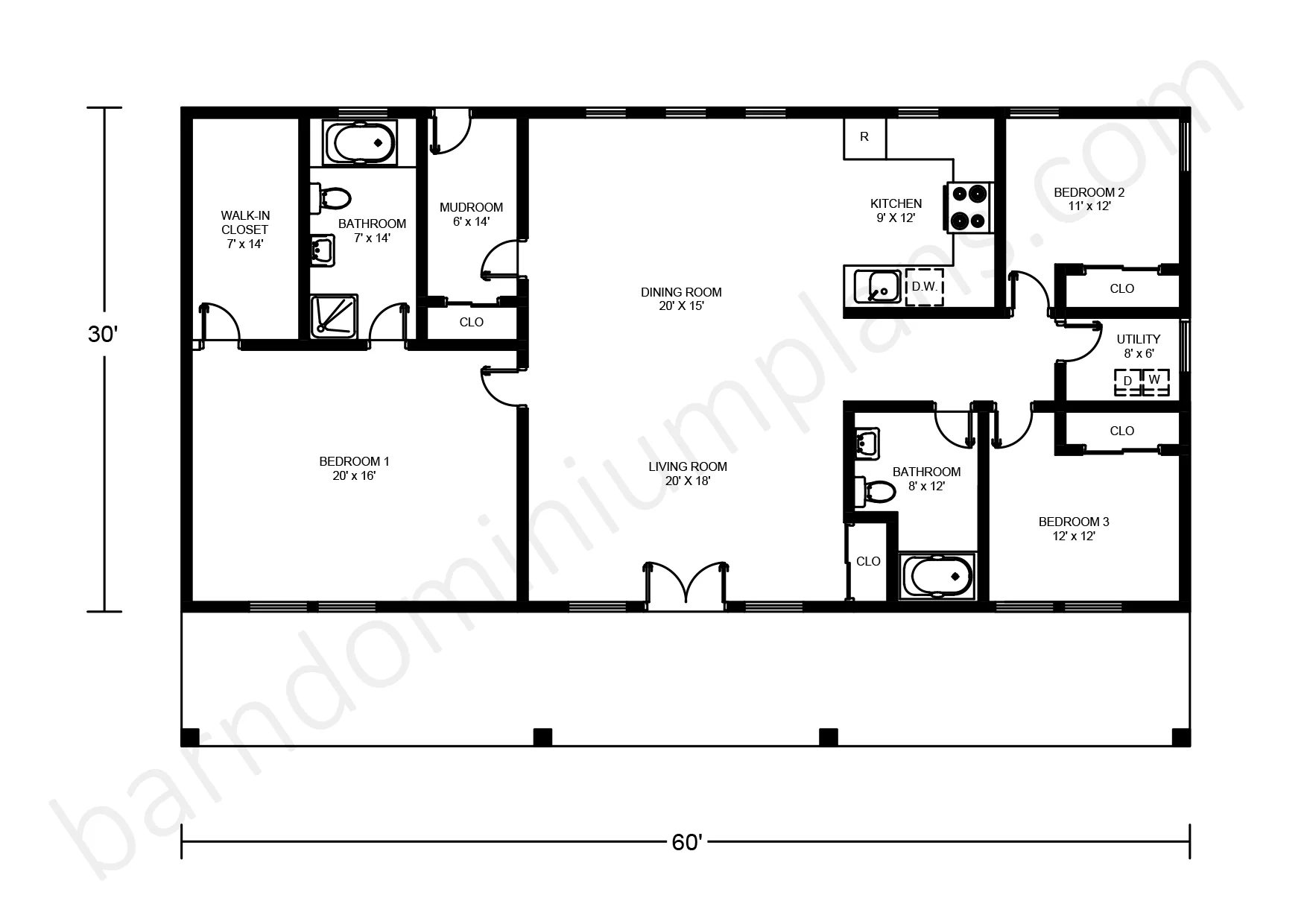 BCO-40062 Barndominium House Plan - Image 3