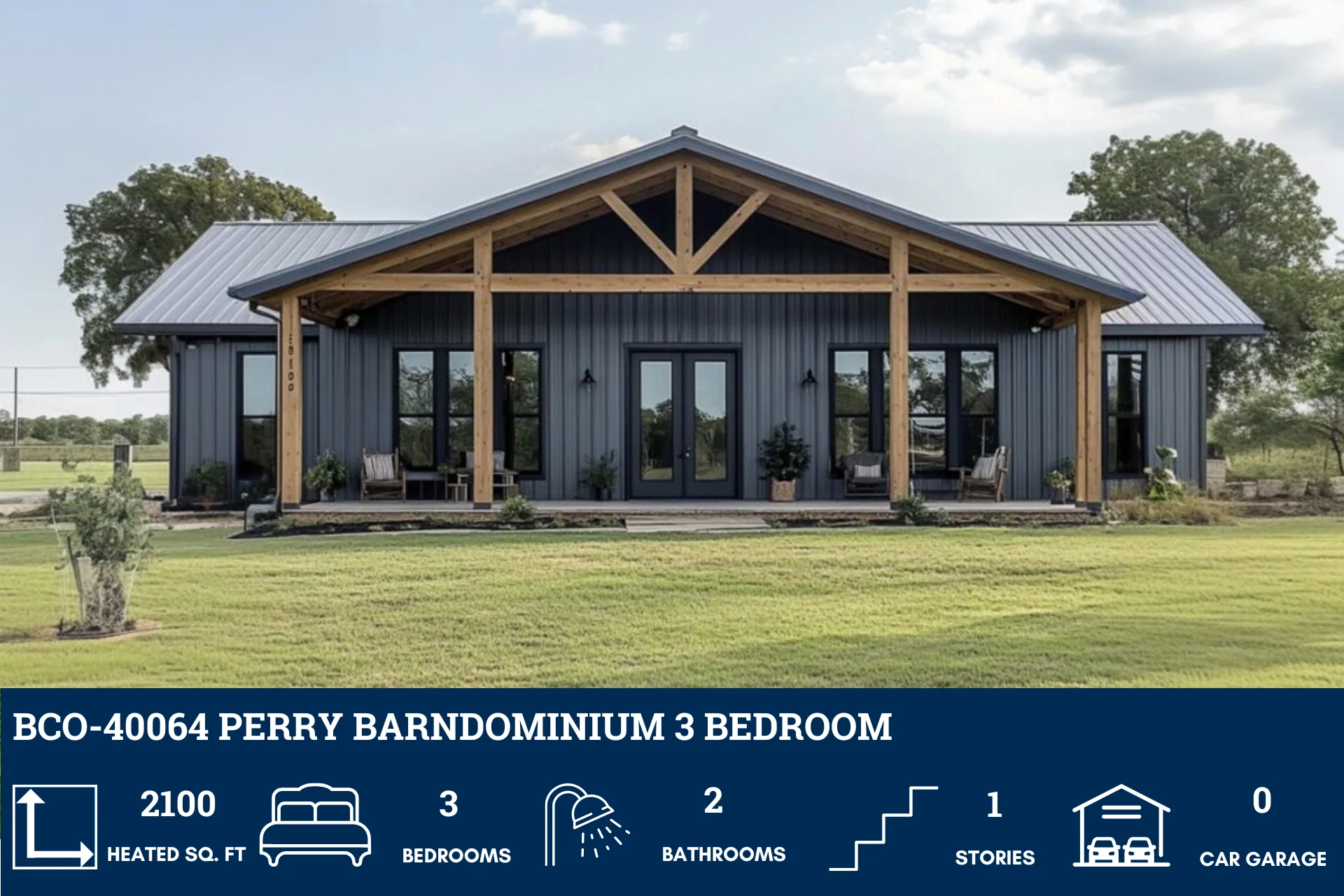 BCO-40064 Perry Barndominium House Plan - Image 2