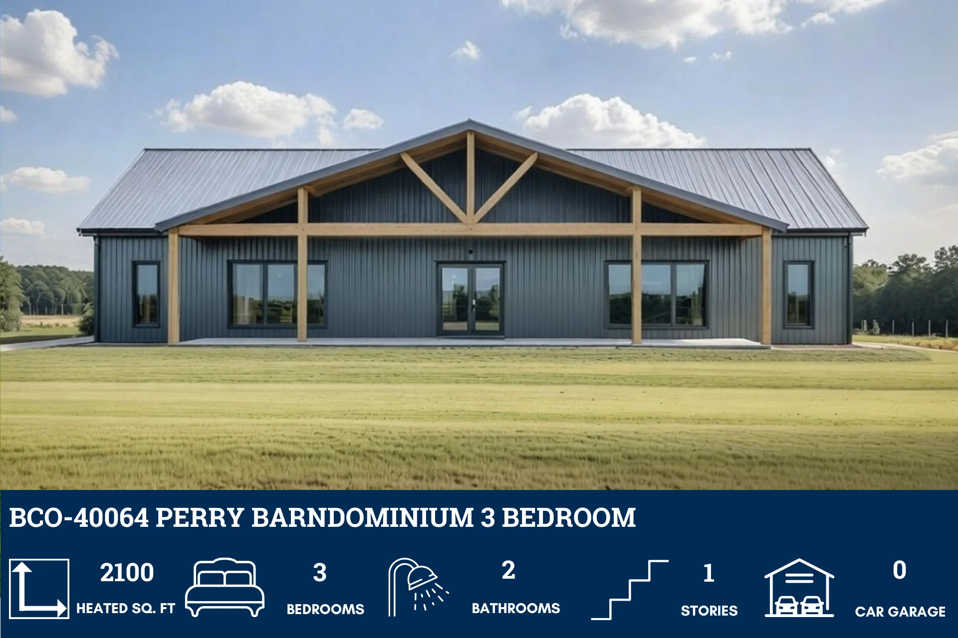 BCO-40064 Perry Barndominium House Plan - Image 3