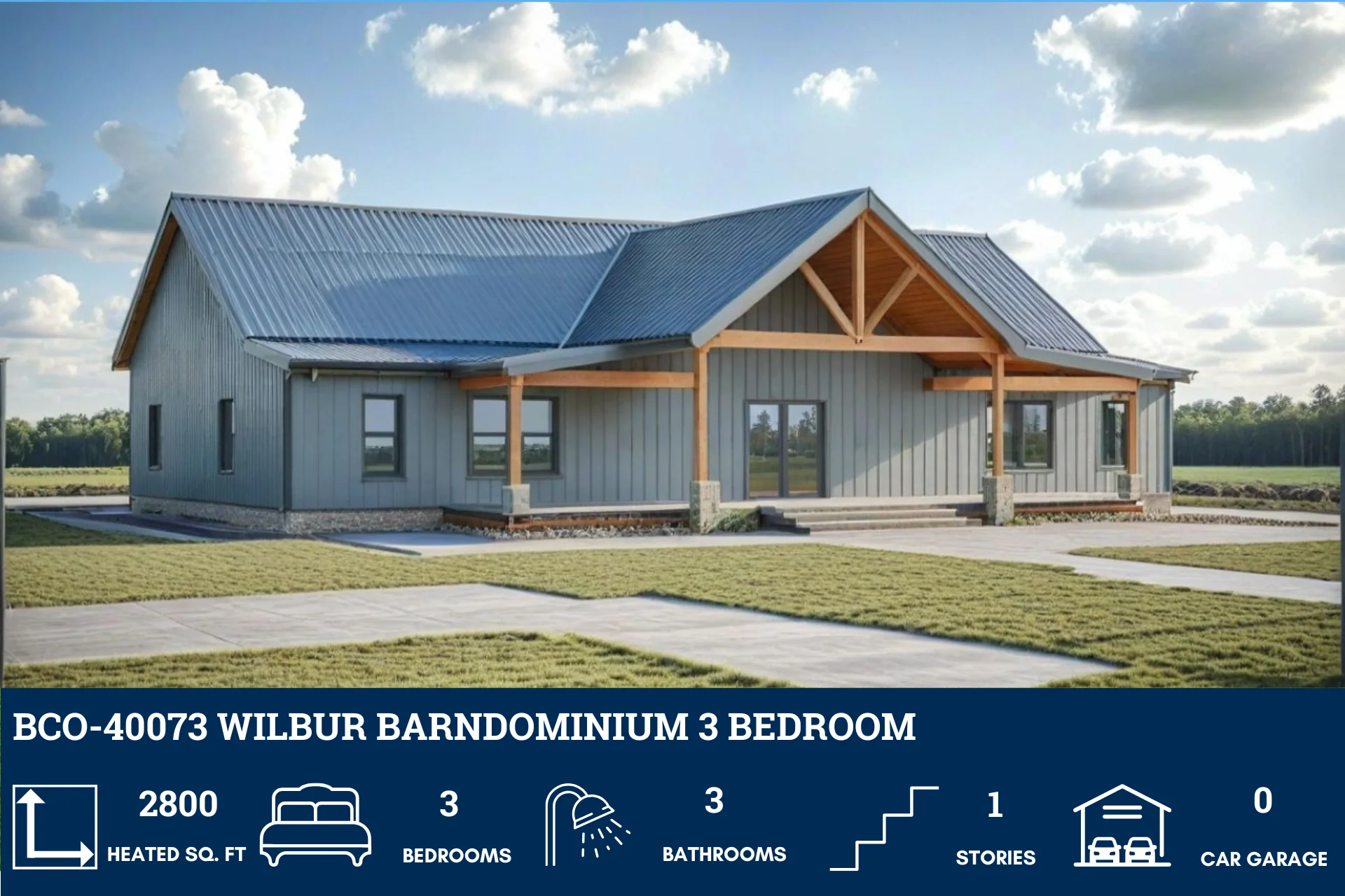 BCO-40073 Wilbur Barndominium House Plan - Image 3