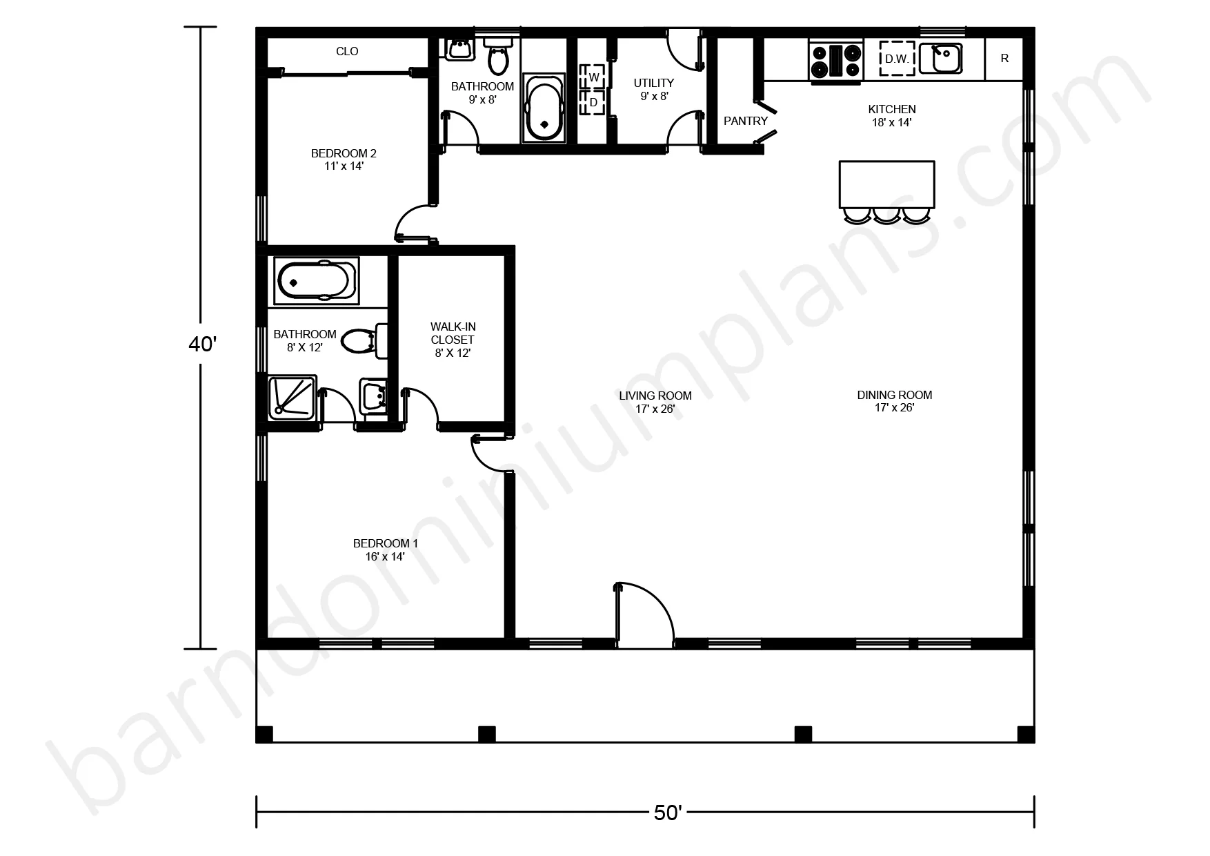 BCO-40074 Barndominium House Plan - Image 3