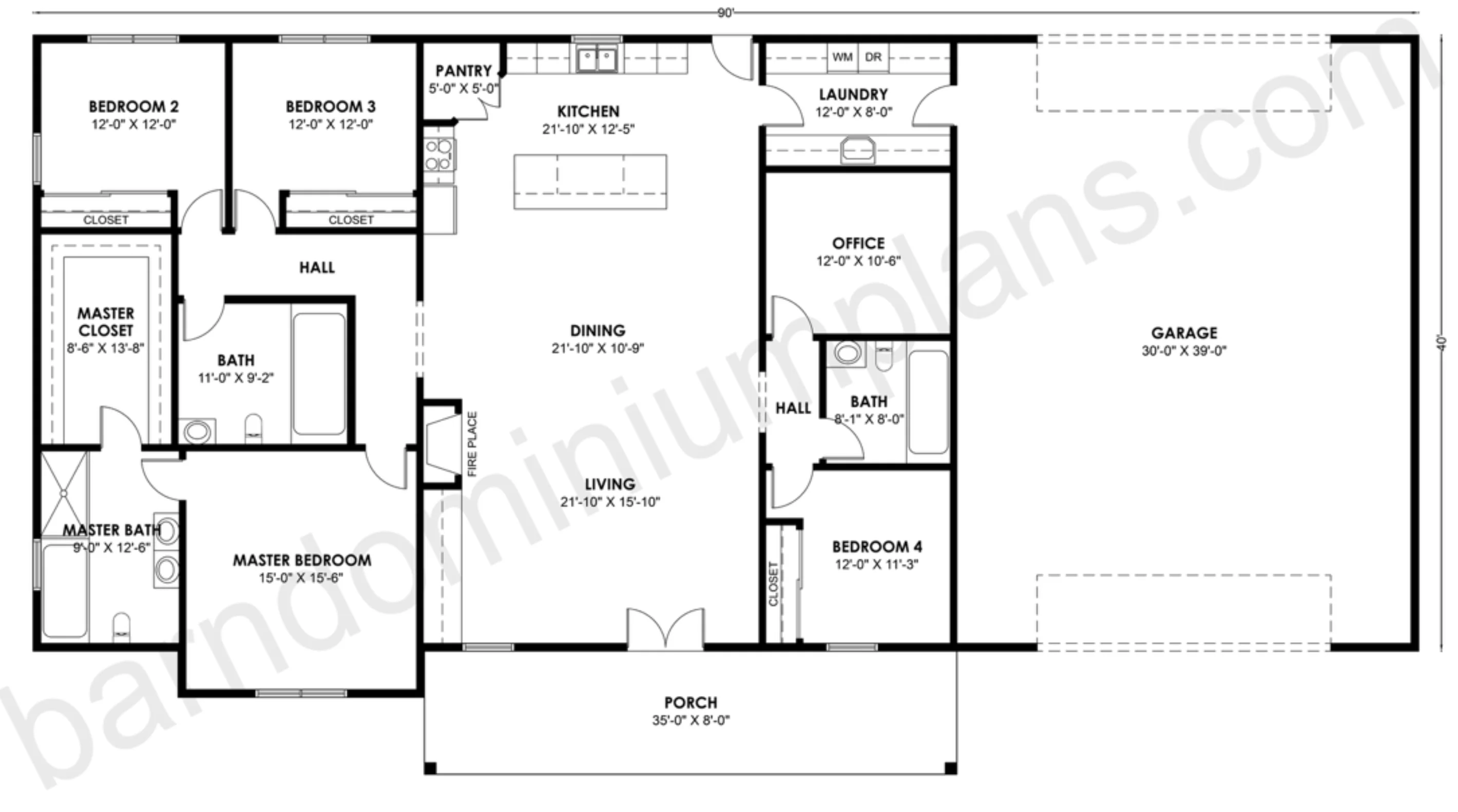 BCO-40080 Barndominium House Plan - Image 3