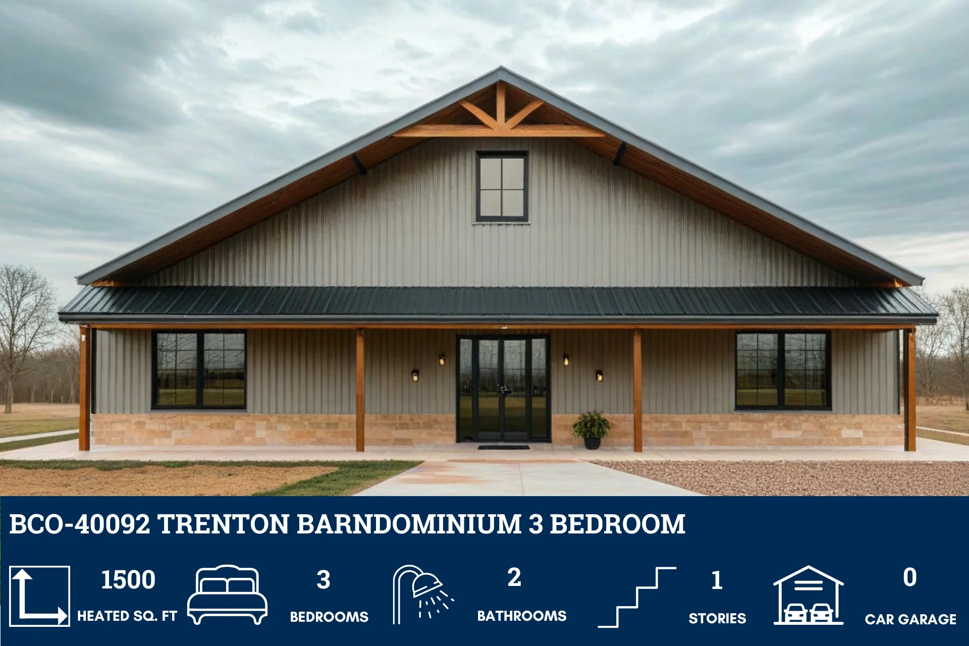 BCO-40092 Trenton Barndominium House Plan - Image 2