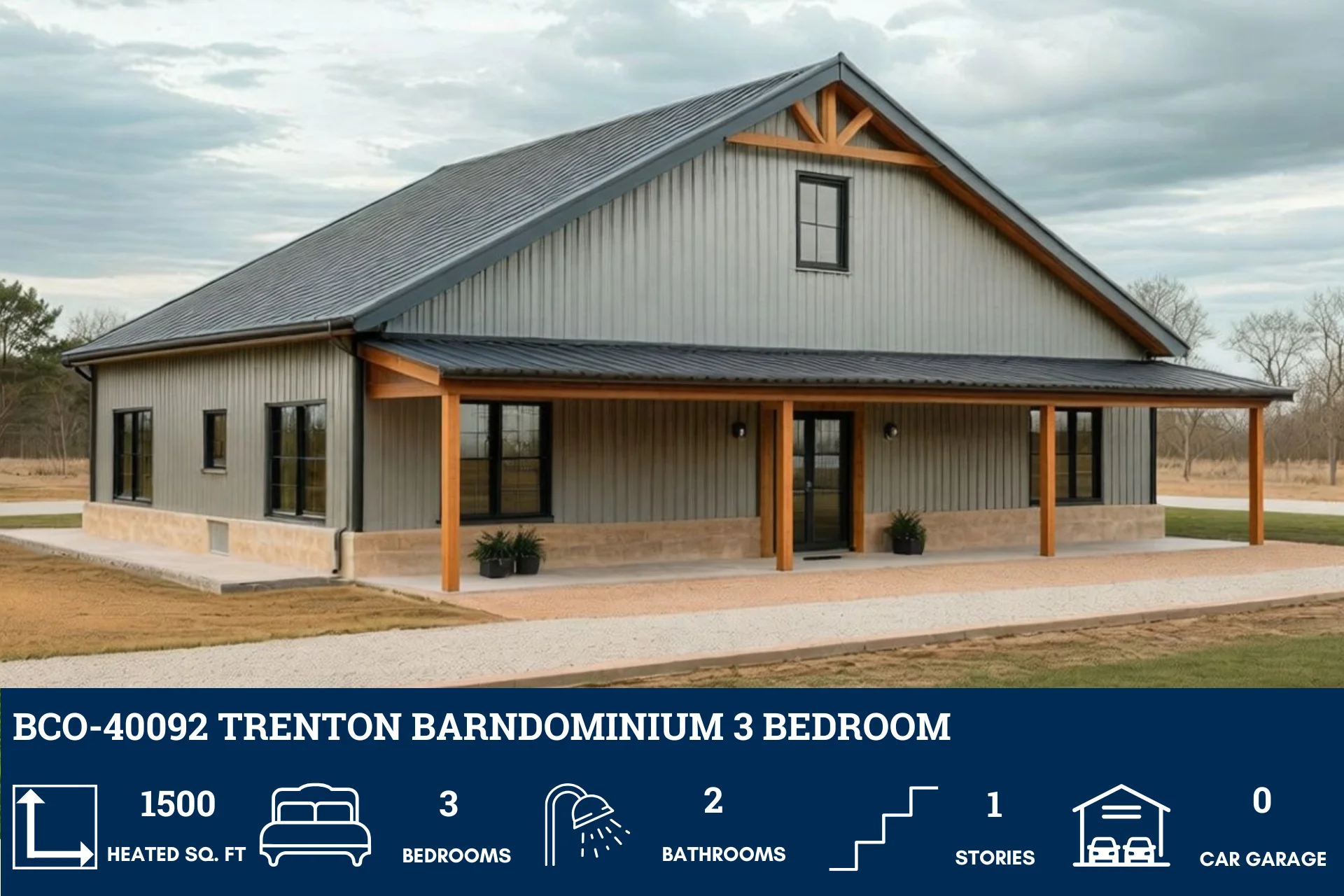 BCO-40092 Trenton Barndominium House Plan - Image 3