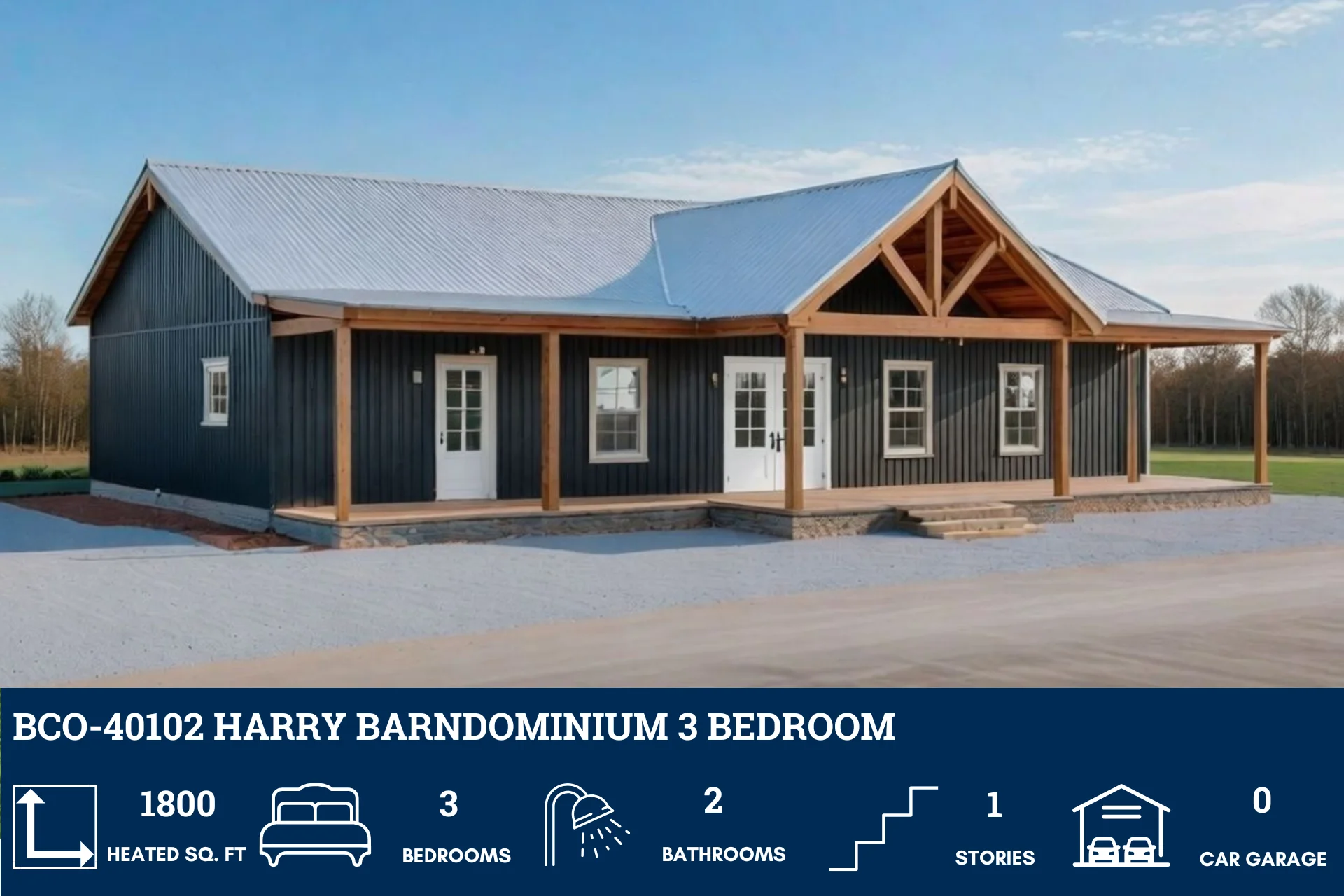 BCO-40102 Harry Barndominium House Plan - Image 3