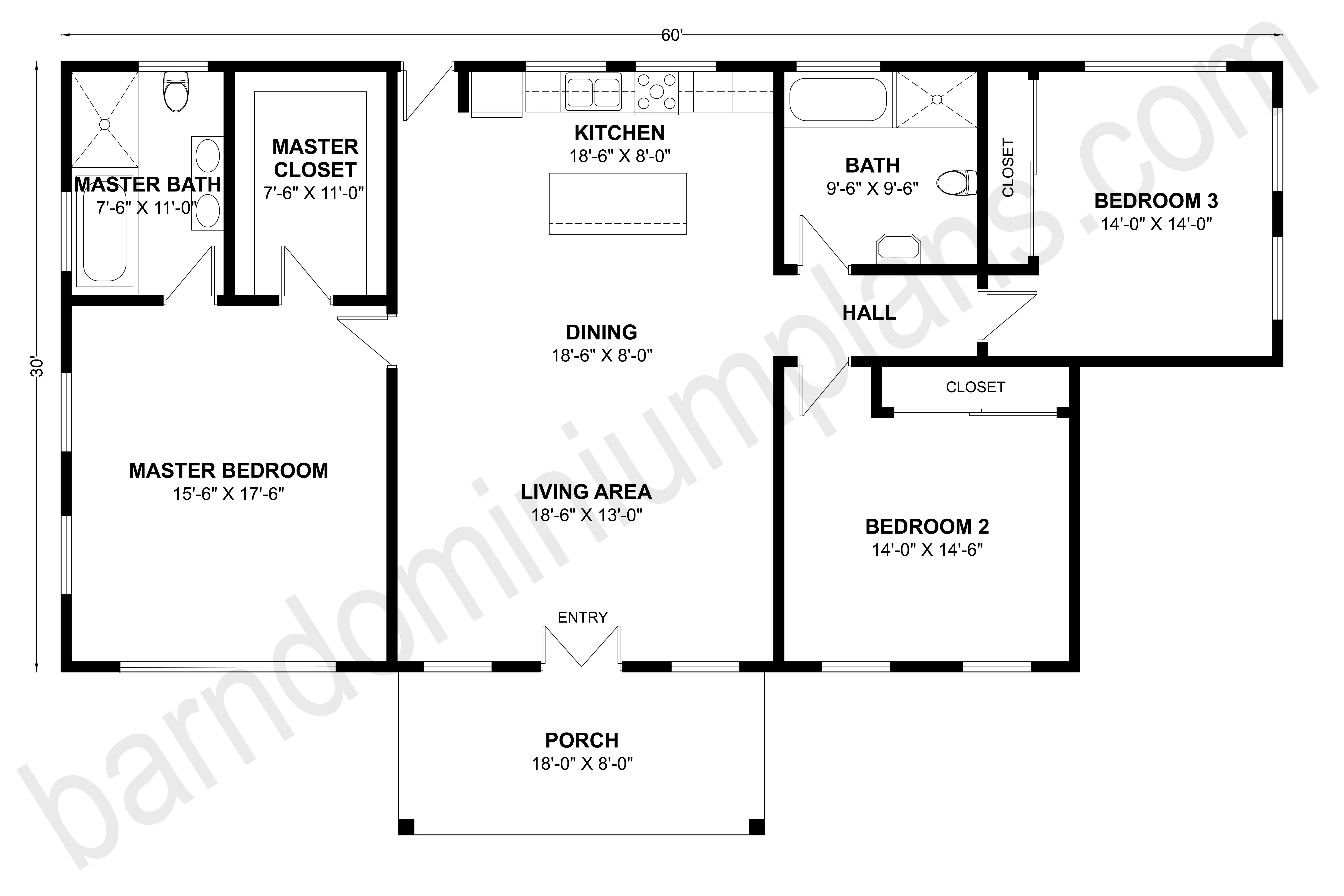 BCO-40104 Barndominium House Plan - Image 3