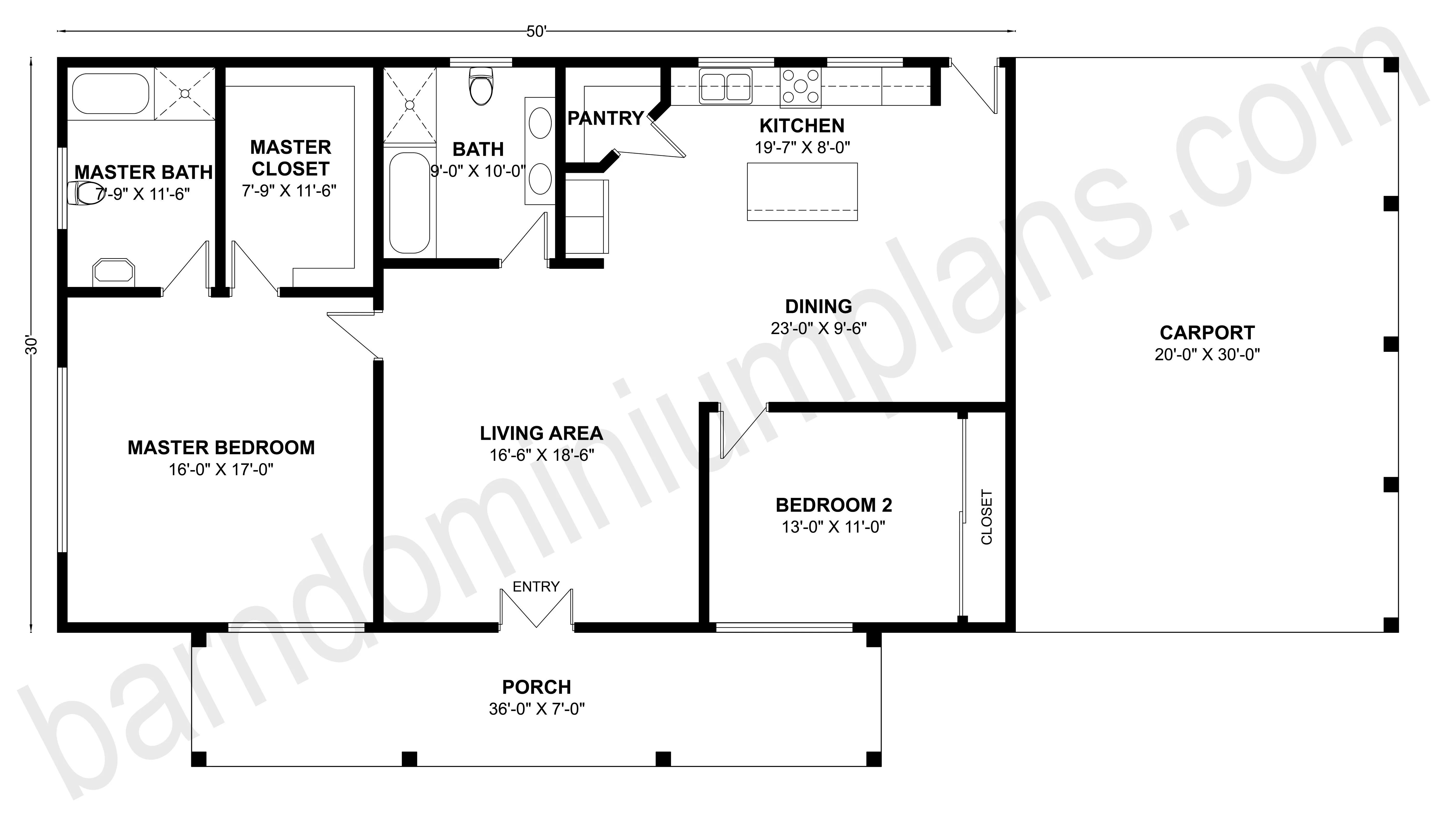 BCO-40105 Barndominium House Plan - Image 3