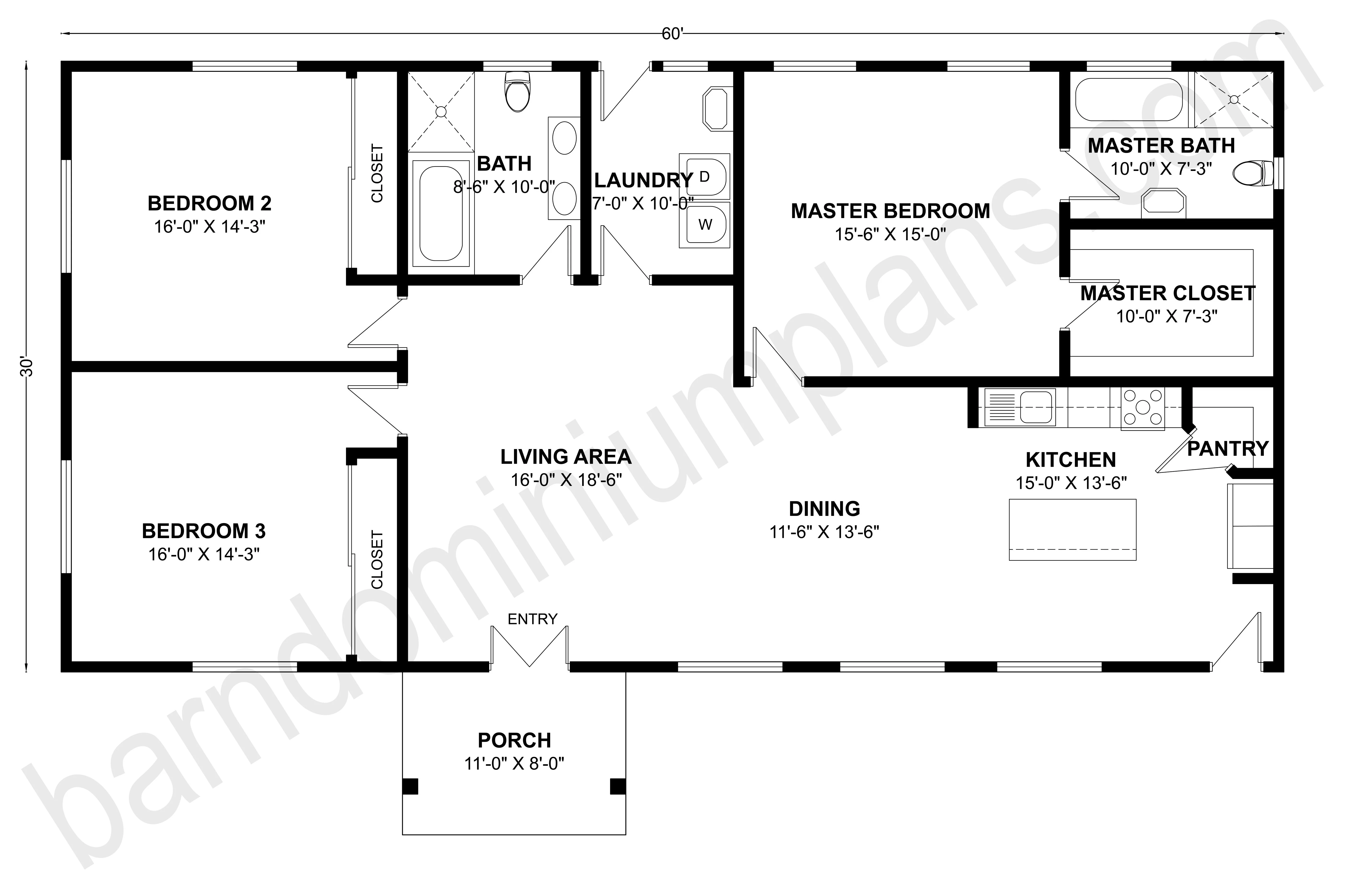 BCO-40108 Barndominium House Plan - Image 3