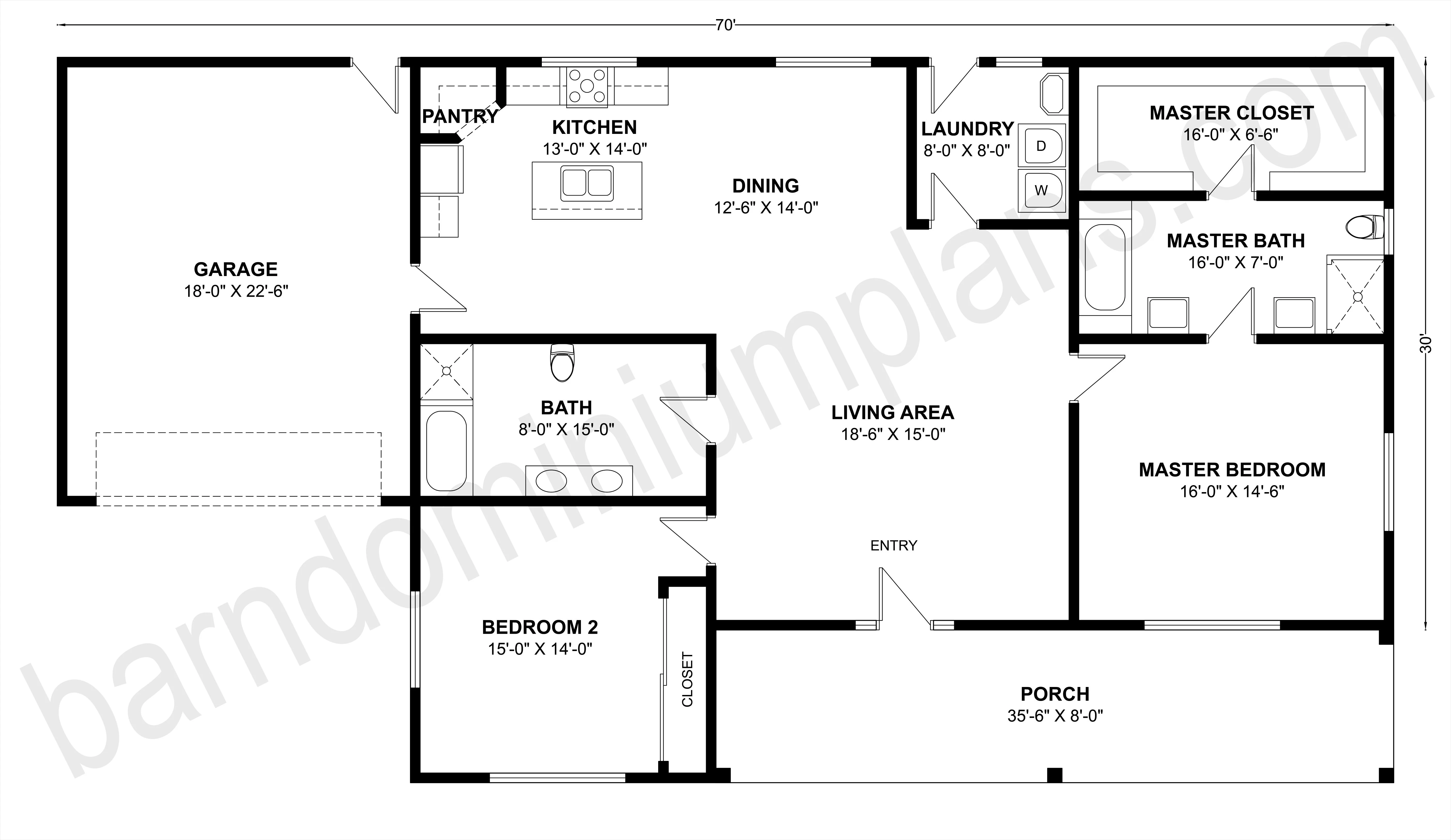 BCO-40114 Barndominium House Plan - Image 3