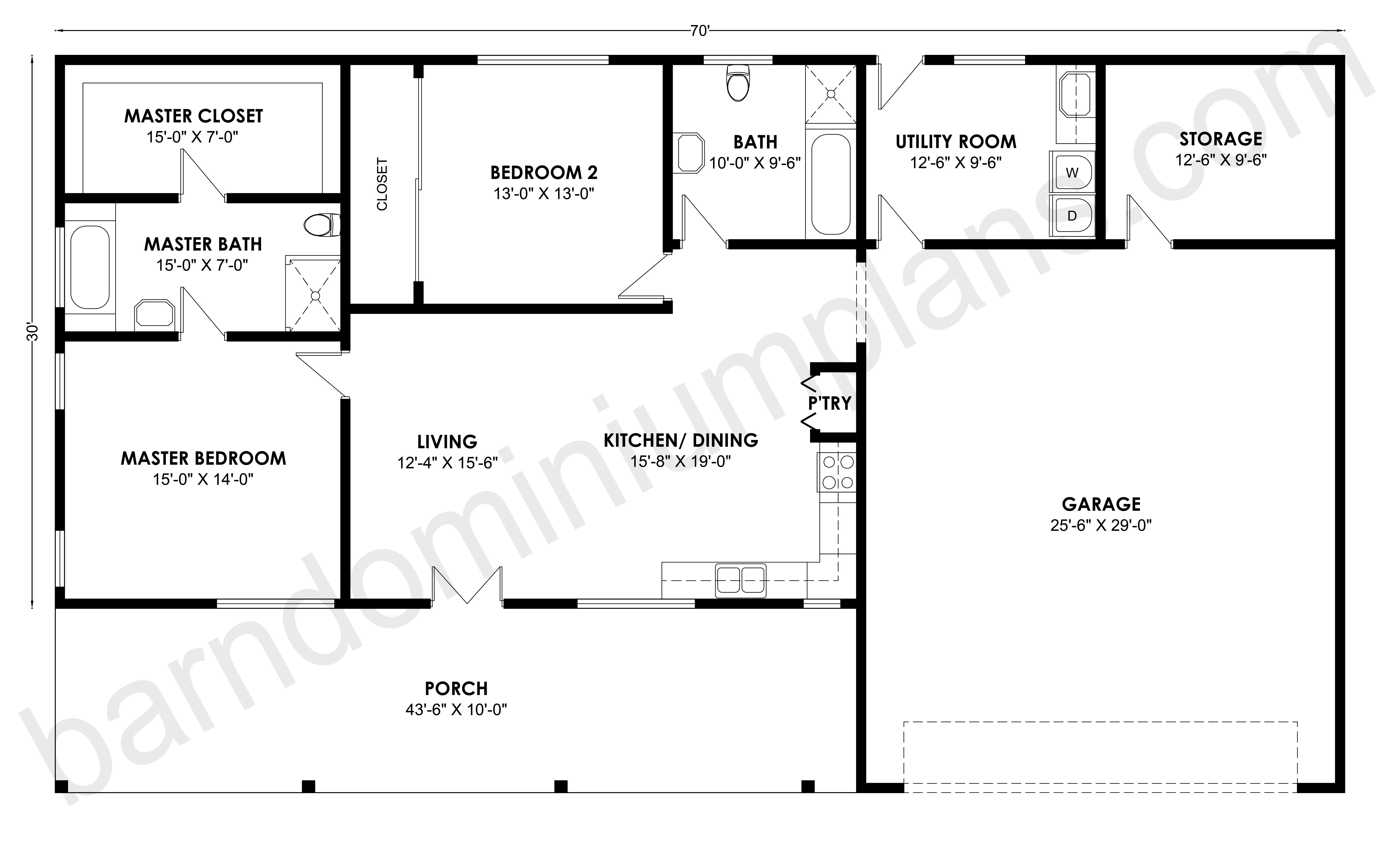 BCO-40120 Barndominium House Plan - Image 3