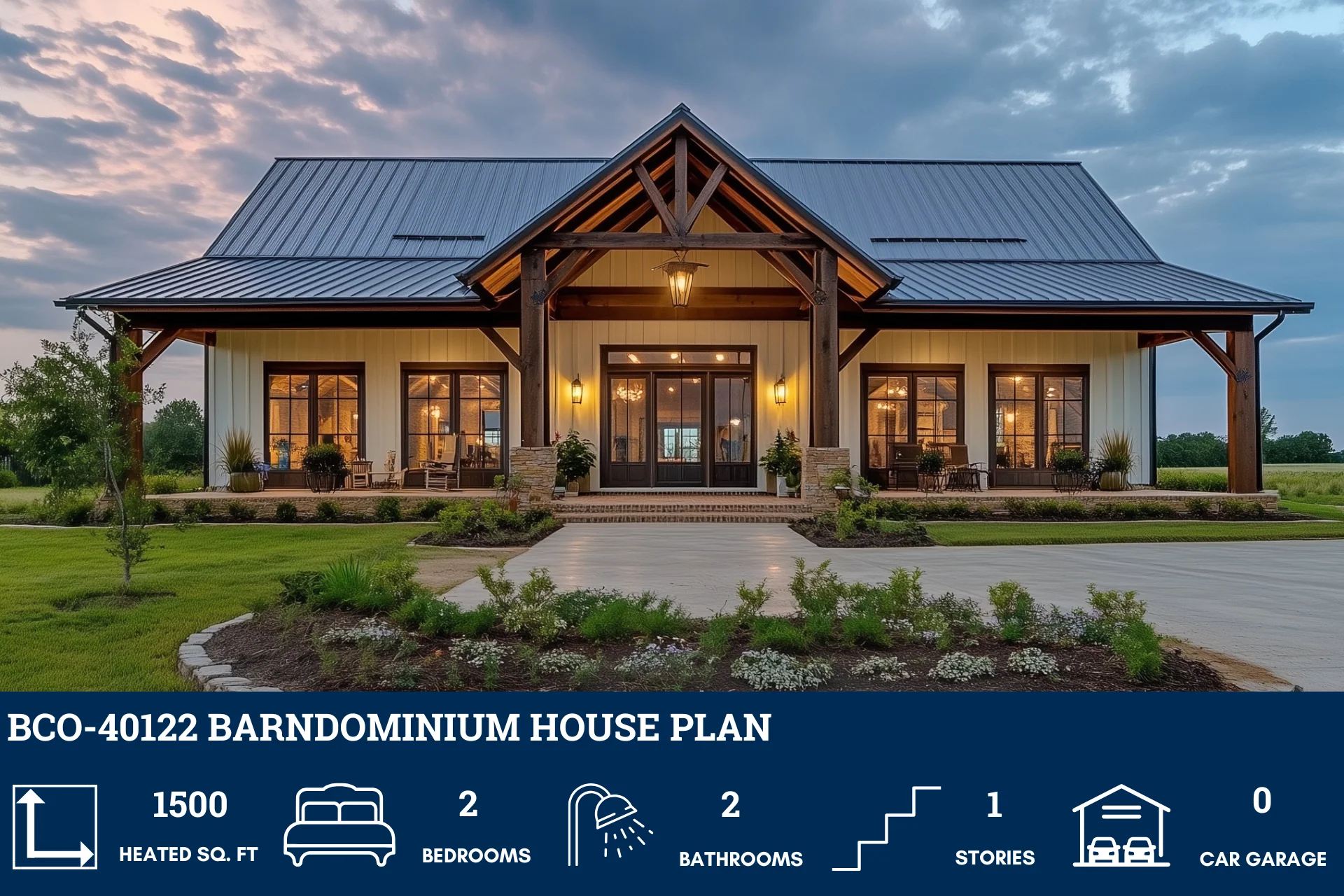 BCO-40122 Carl Barndominium House Plan - Image 2