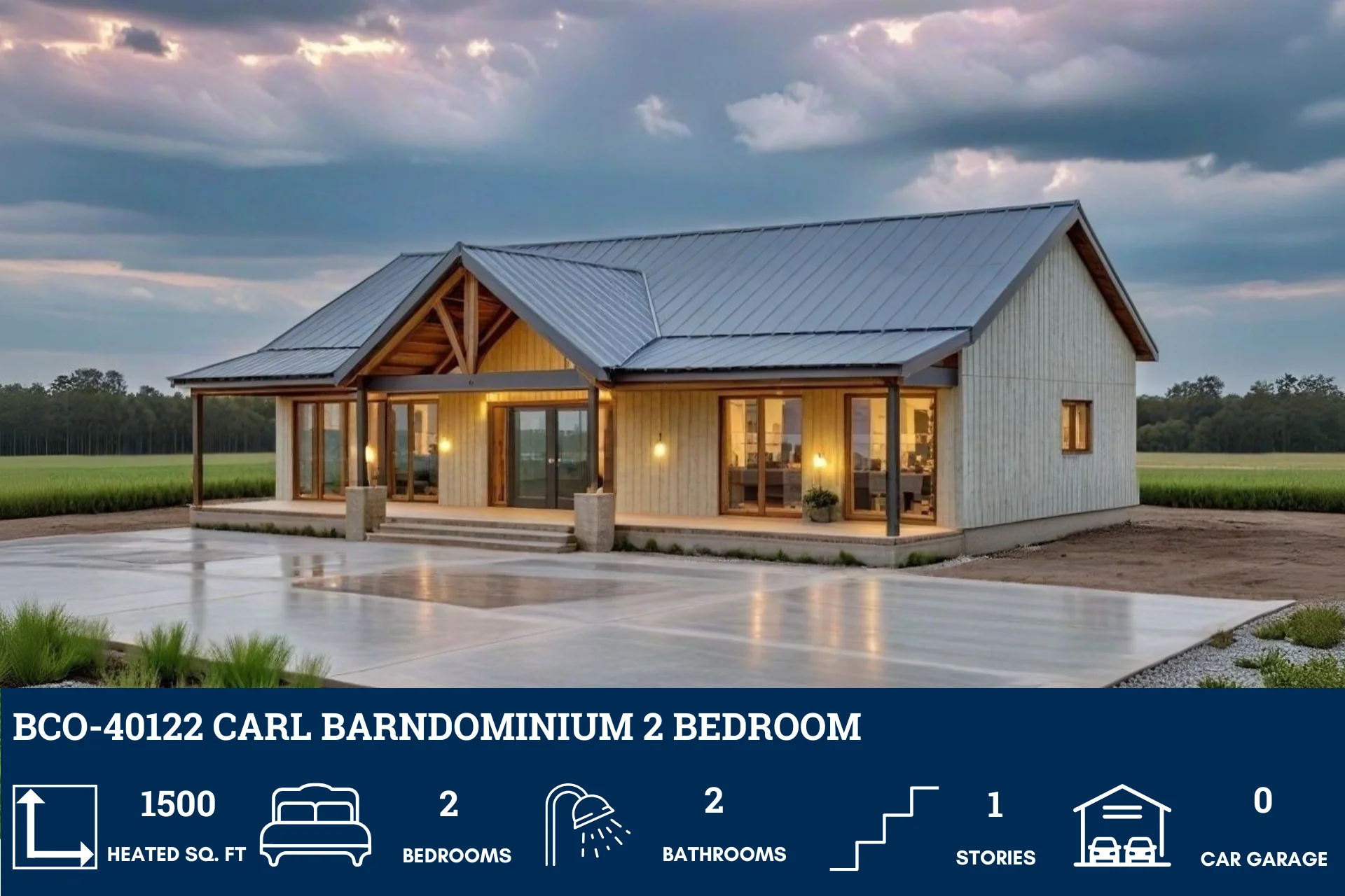 BCO-40122 Carl Barndominium House Plan - Image 3