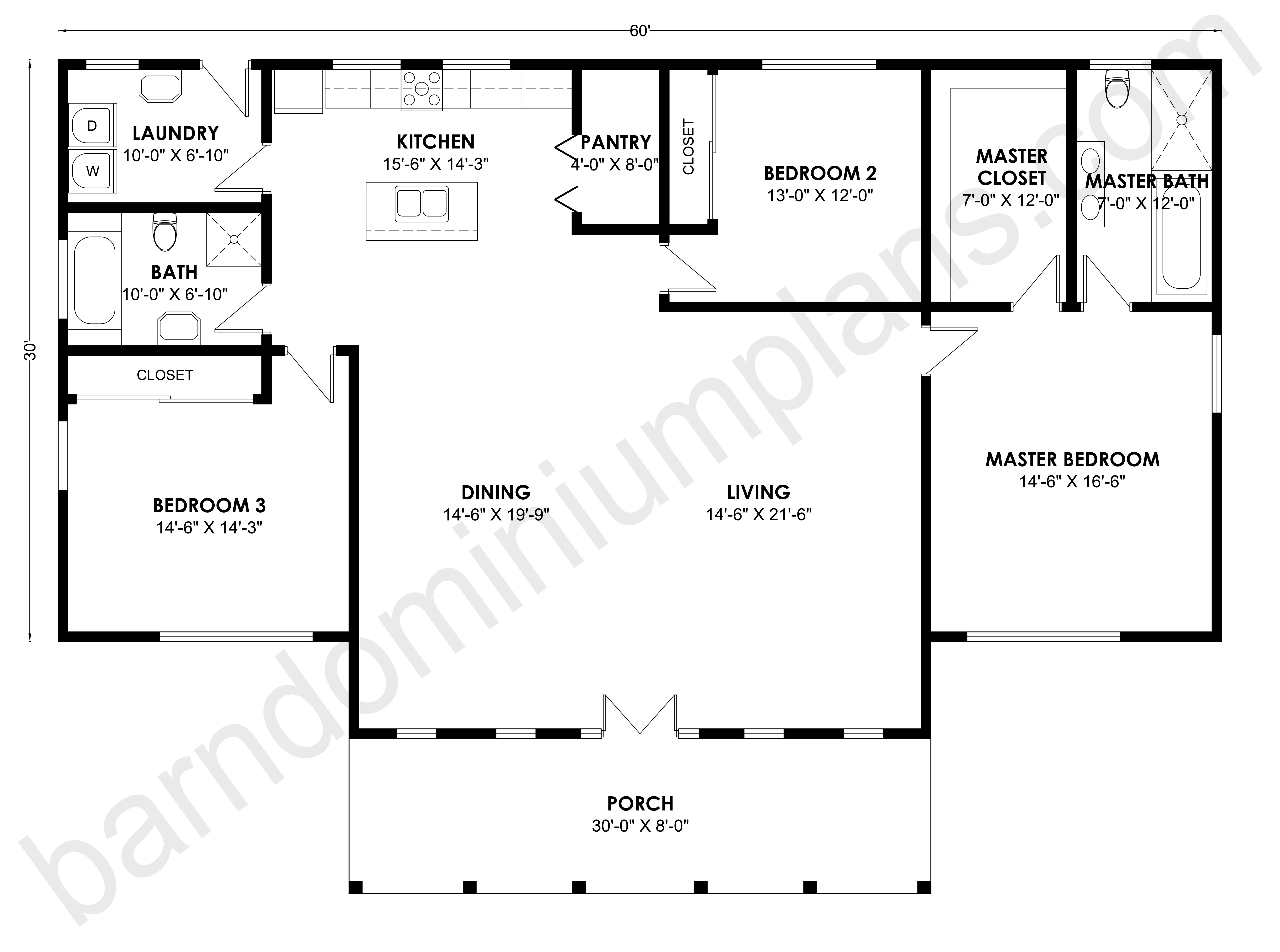 BCO-40124 Barndominium House Plan - Image 3