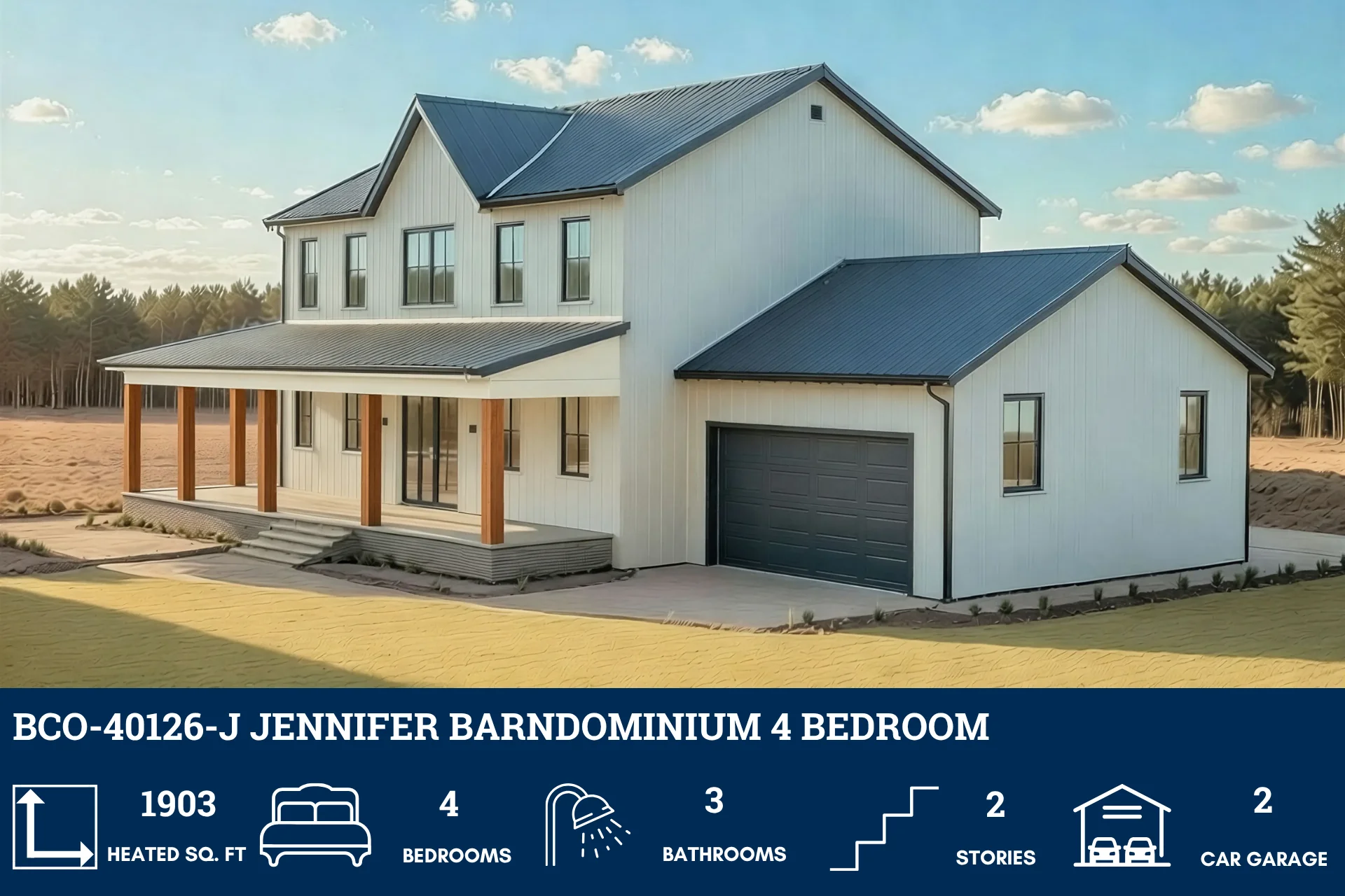 BCO-40126-J Jennifer Barndominium House Plan - Image 2