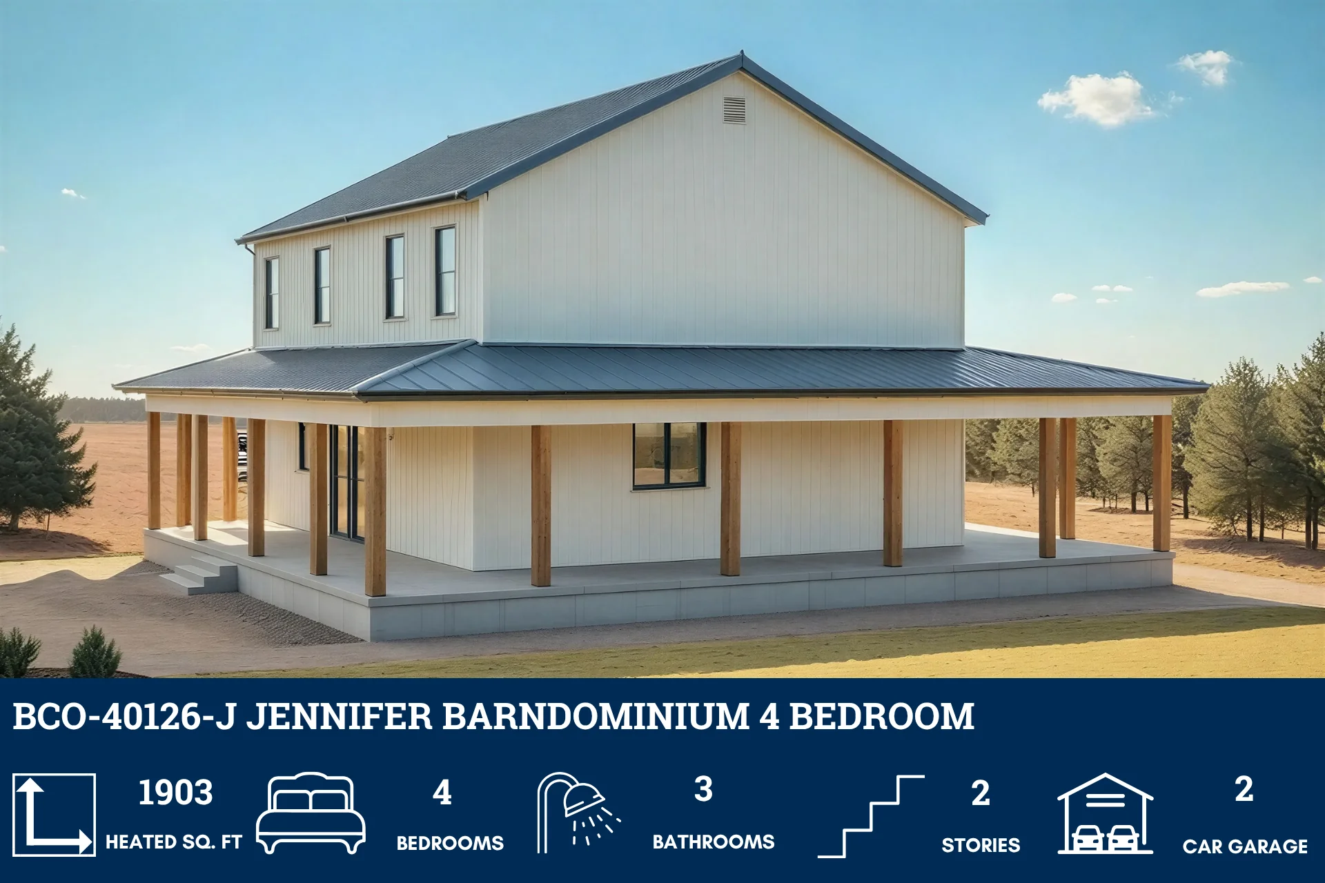 BCO-40126-J Jennifer Barndominium House Plan - Image 4