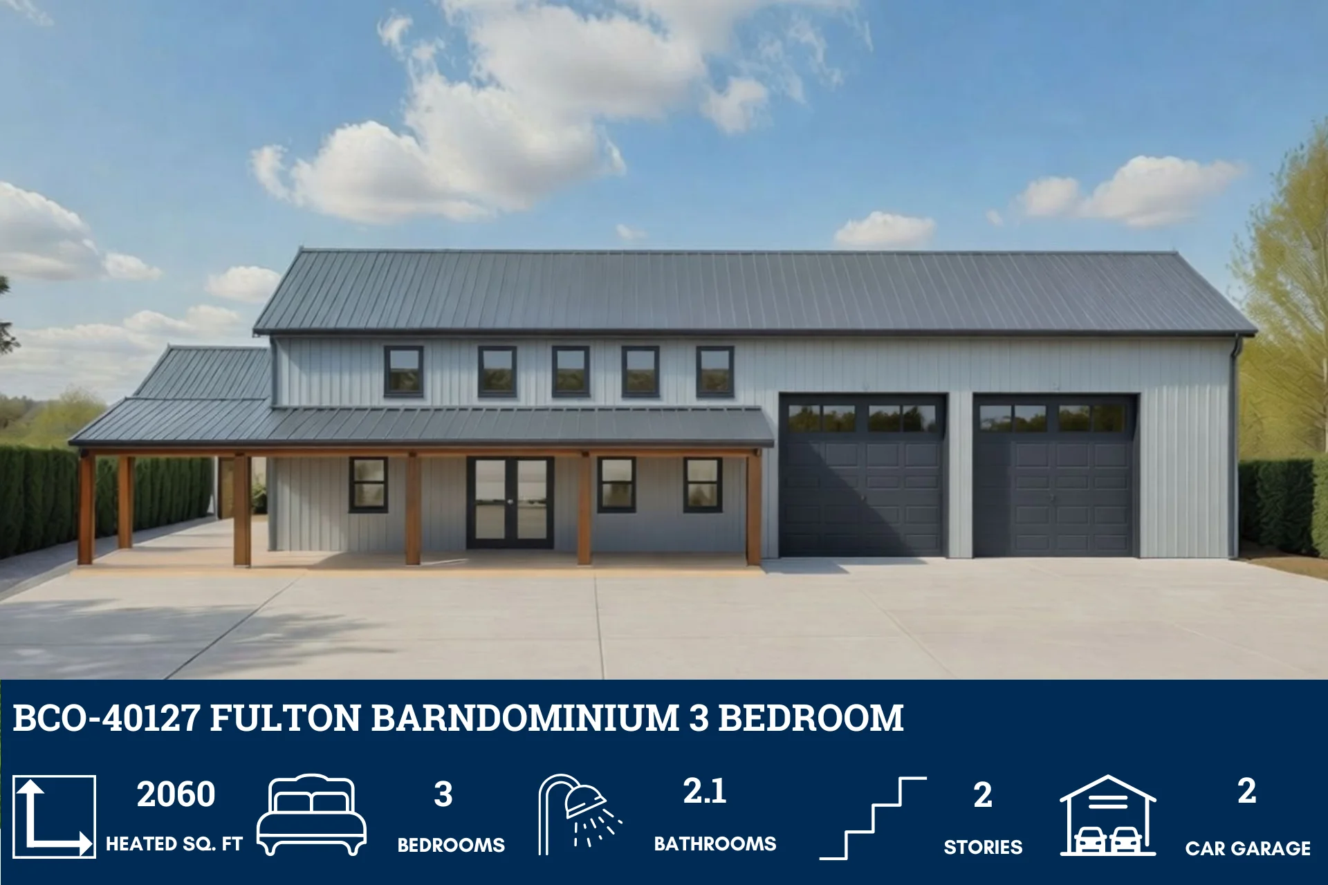 BCO-40127 Fulton Barndominium House Plan - Image 2