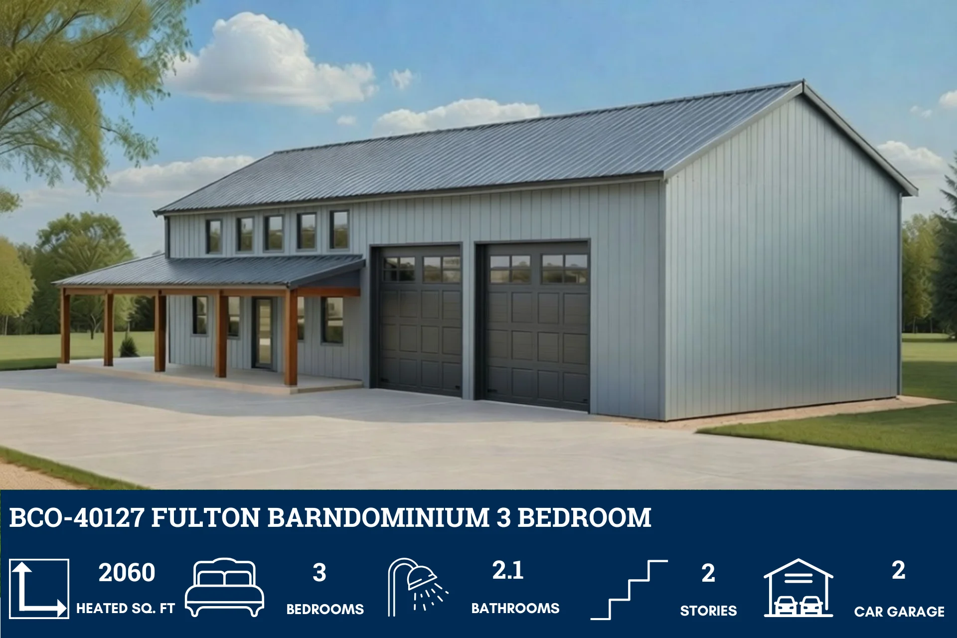 BCO-40127 Fulton Barndominium House Plan - Image 3