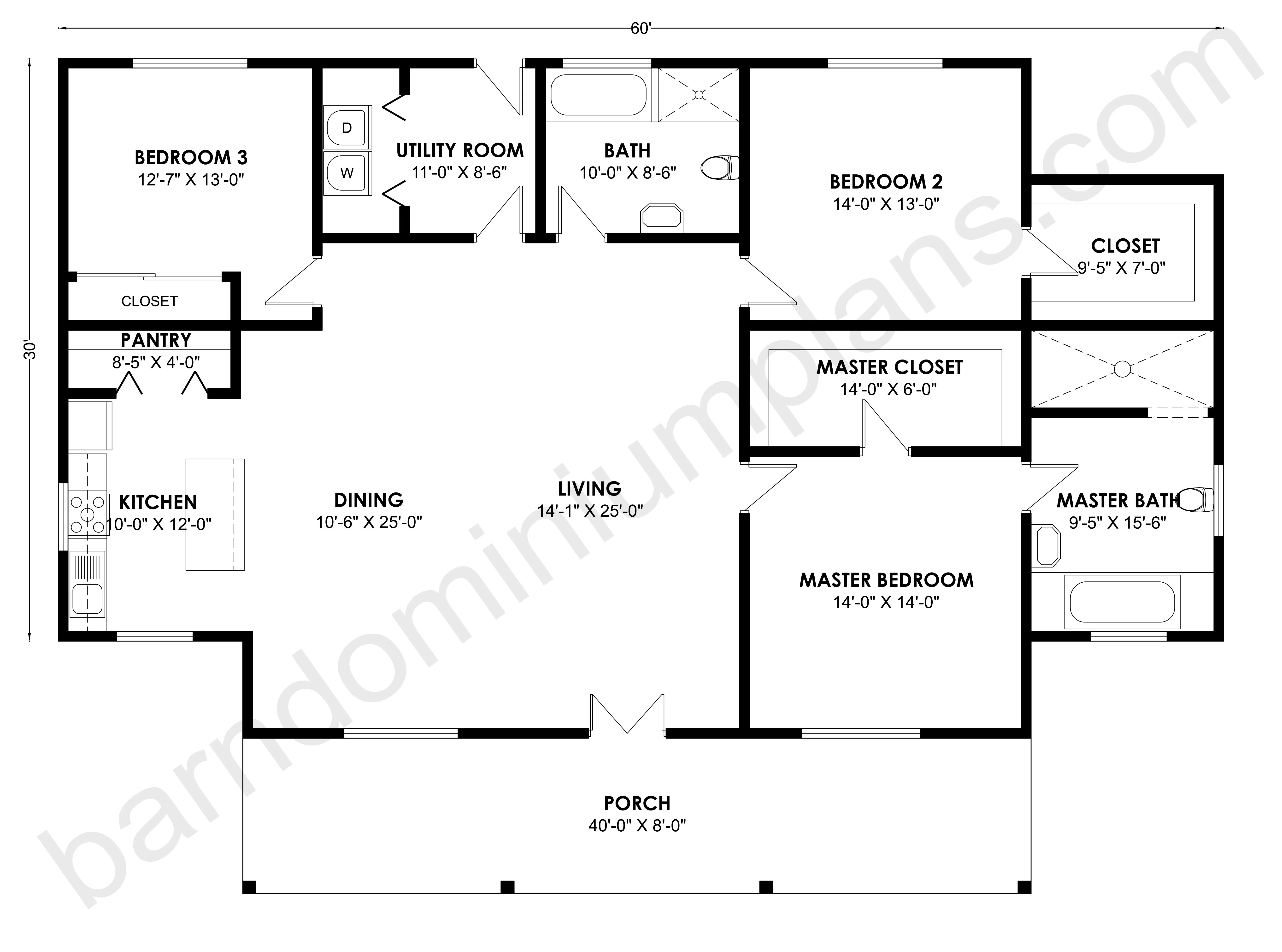 BCO-40128 Barndominium House Plan - Image 3