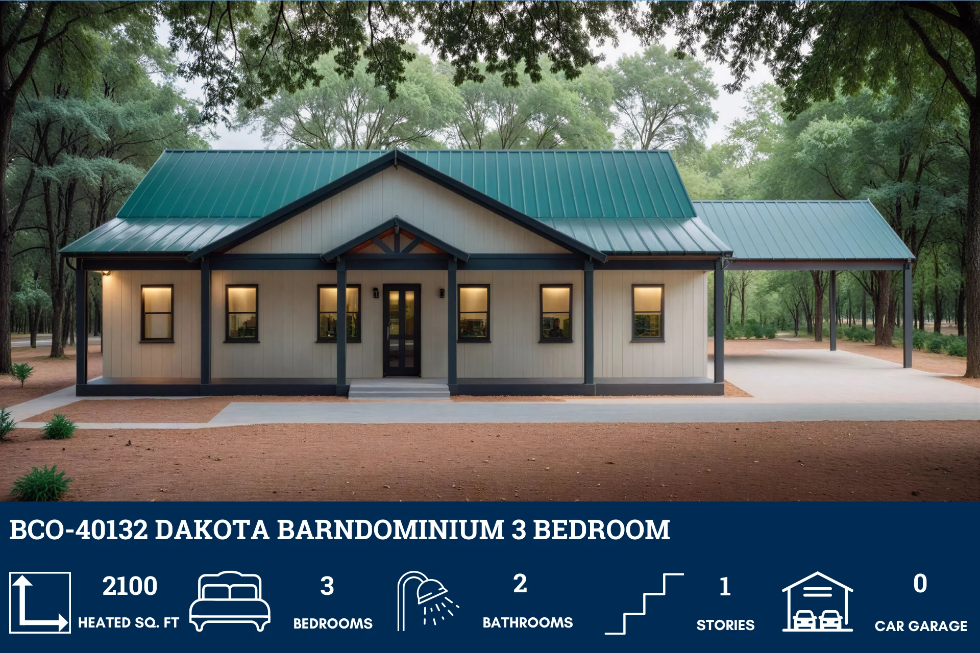 BCO-40132 Dakota Barndominium House Plan - Image 4