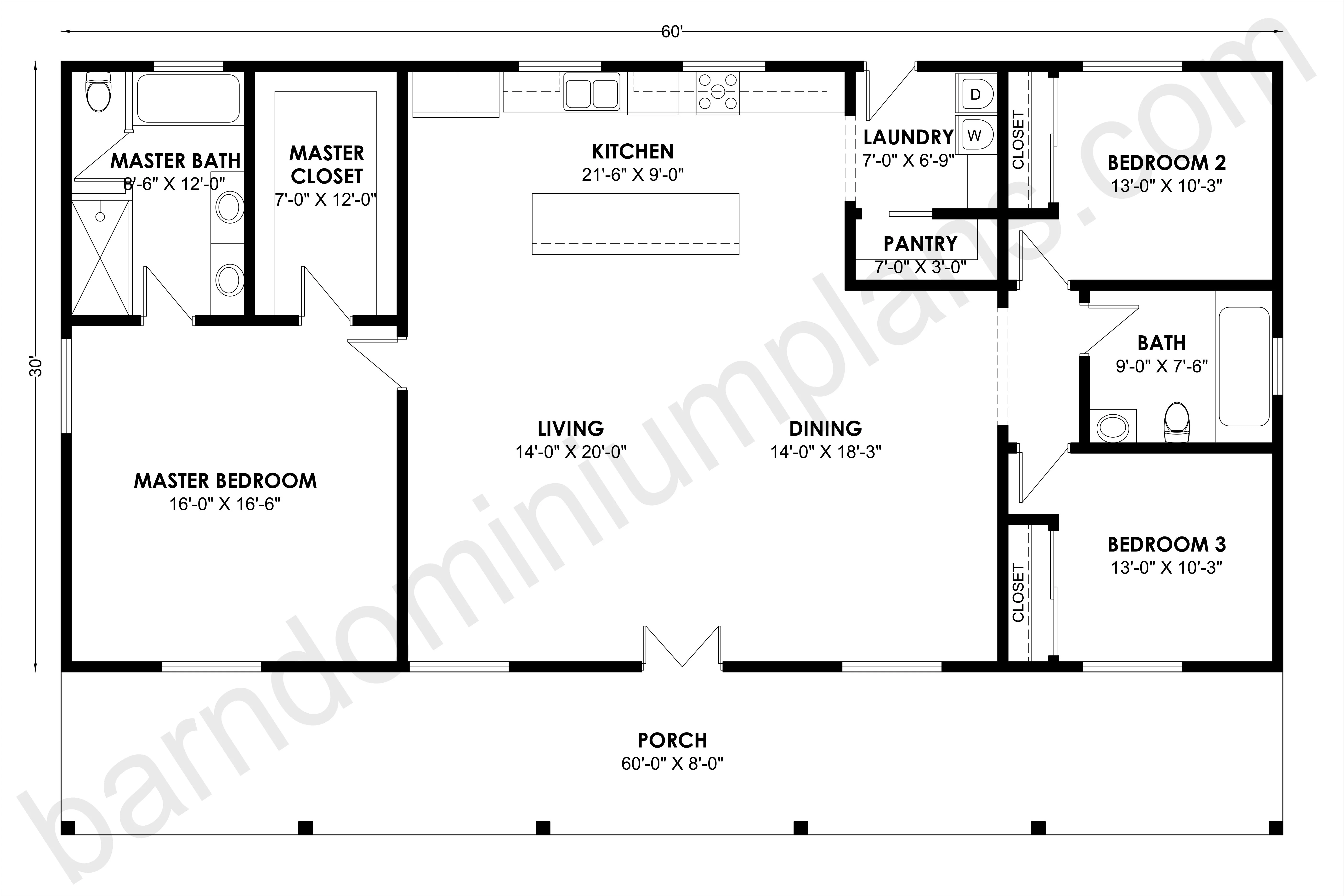 BCO-40148 Barndominium House Plan - Image 3