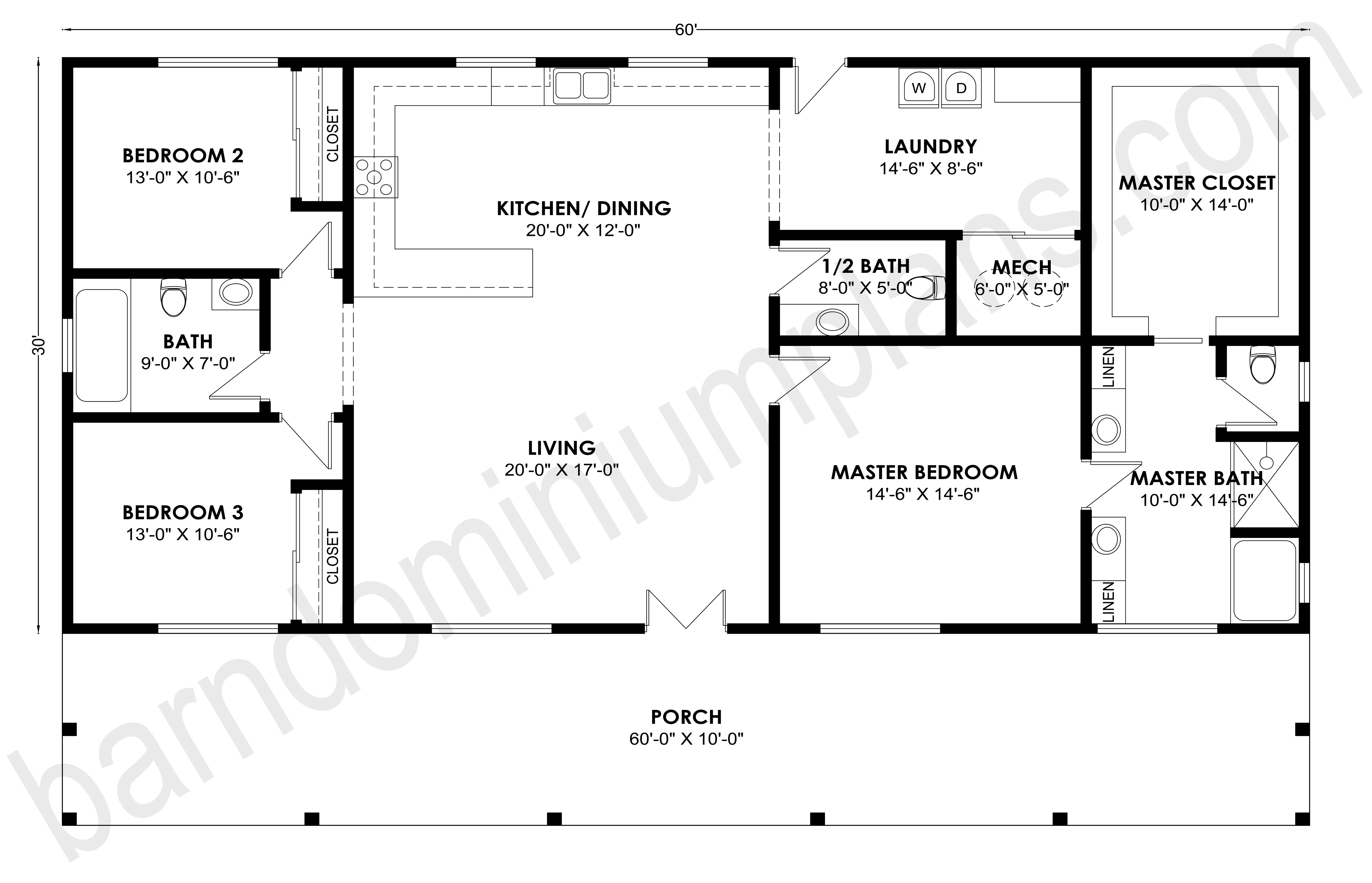 BCO-40154 Barndominium House Plan - Image 3