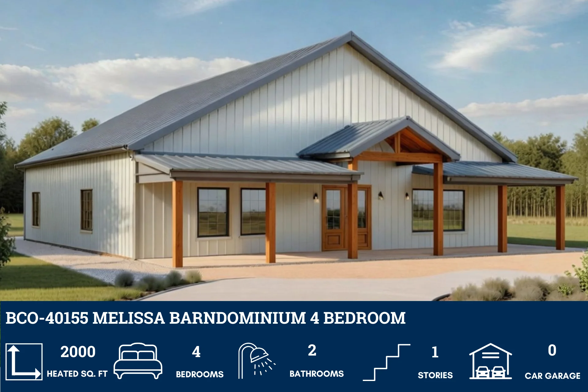 BCO-40155 Melissa Barndominium House Plan - Image 4