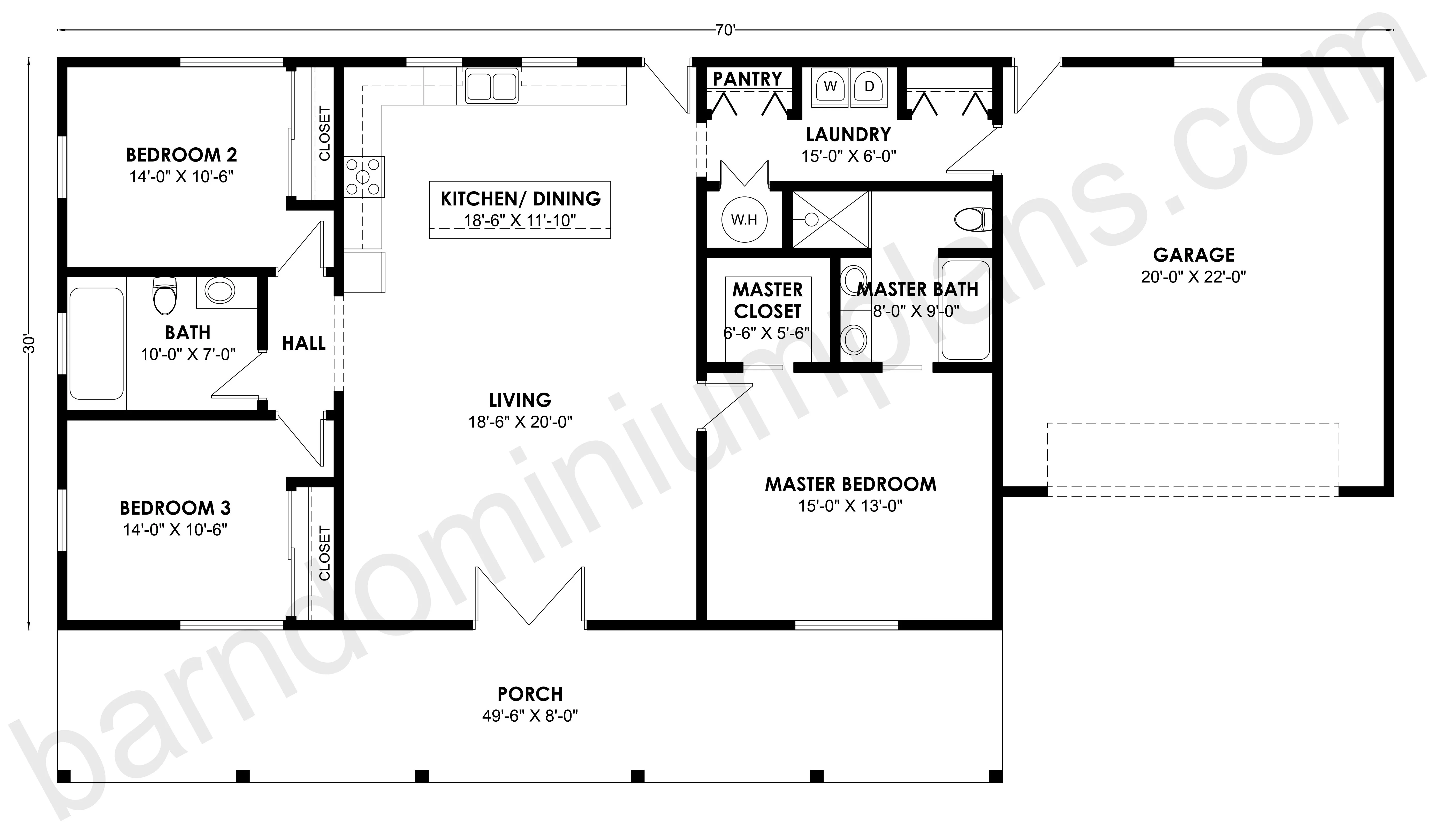 BCO-40157 Barndominium House Plan - Image 3