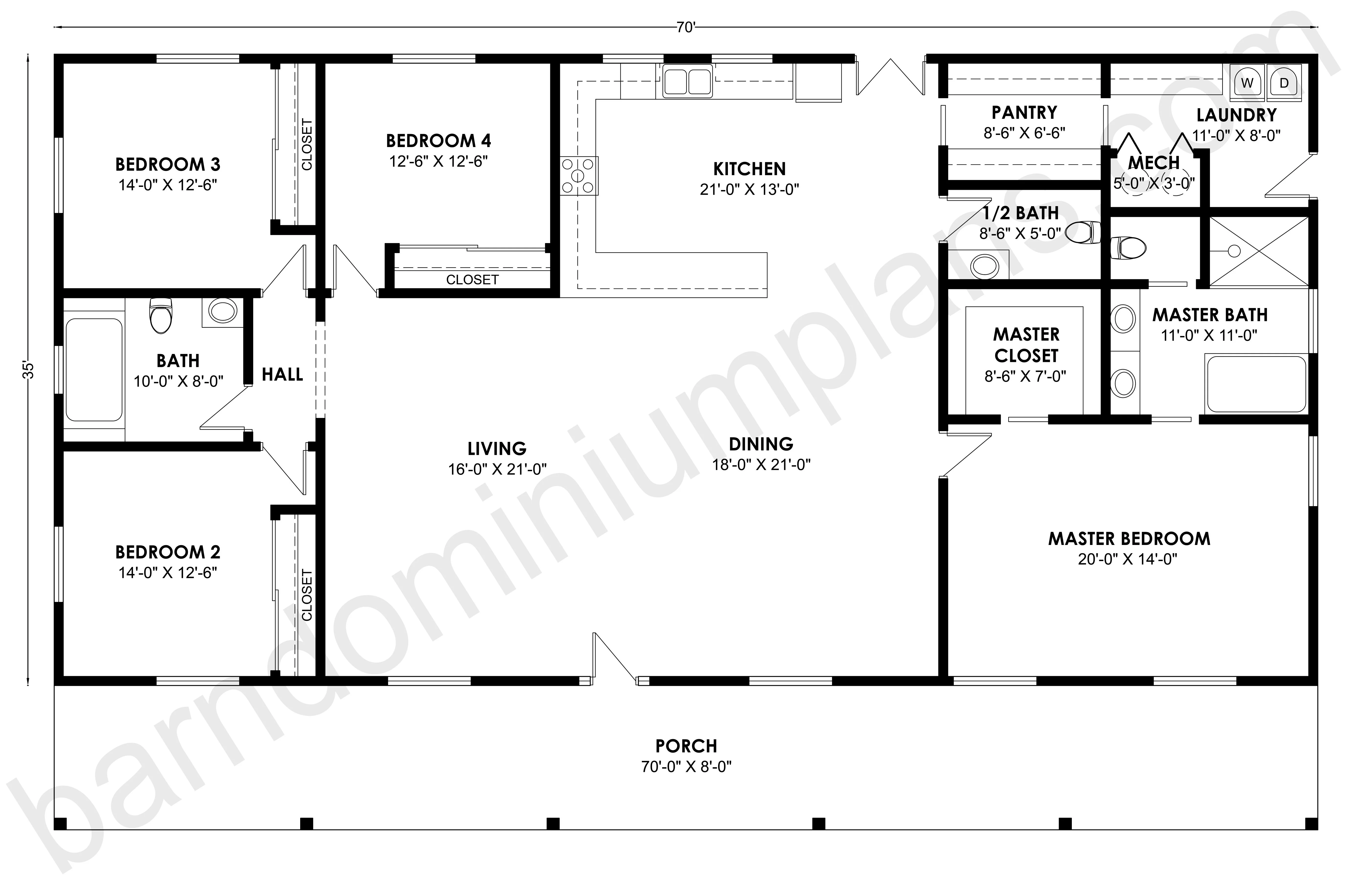 BCO-40158 Barndominium House Plan - Image 3