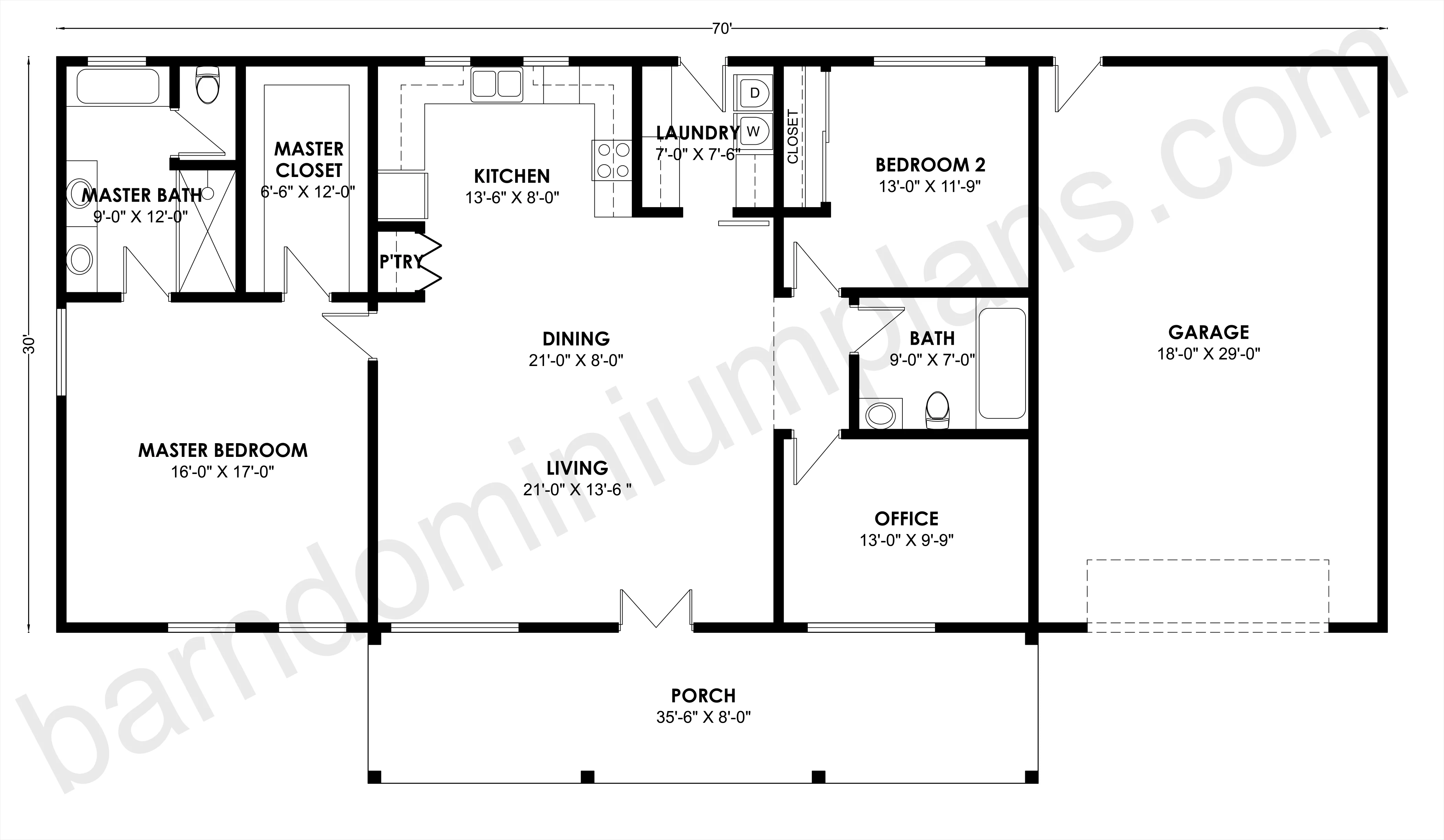 BCO-40160 Barndominium House Plan - Image 3