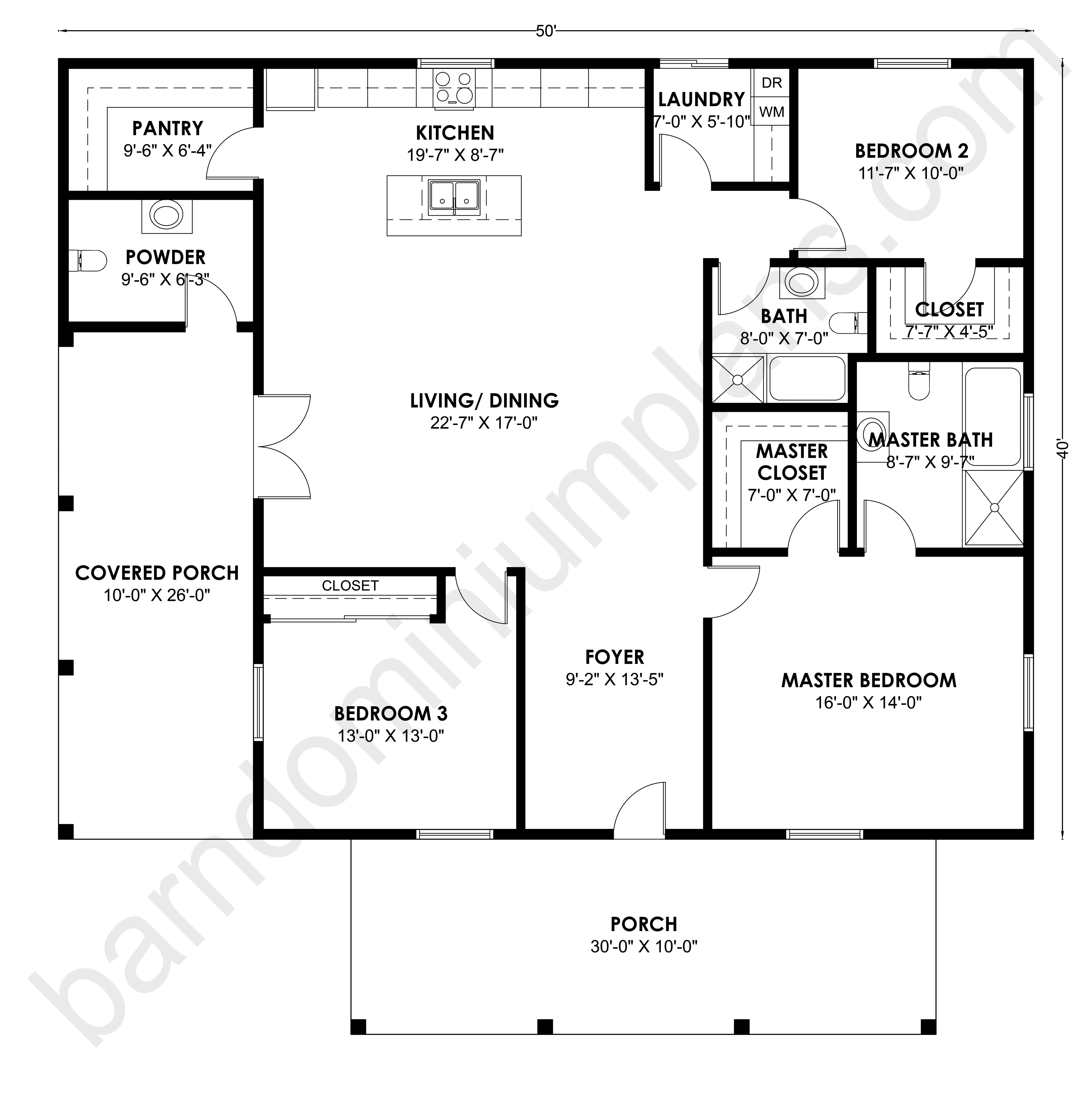 BCO-40163 Barndominium House Plan - Image 3