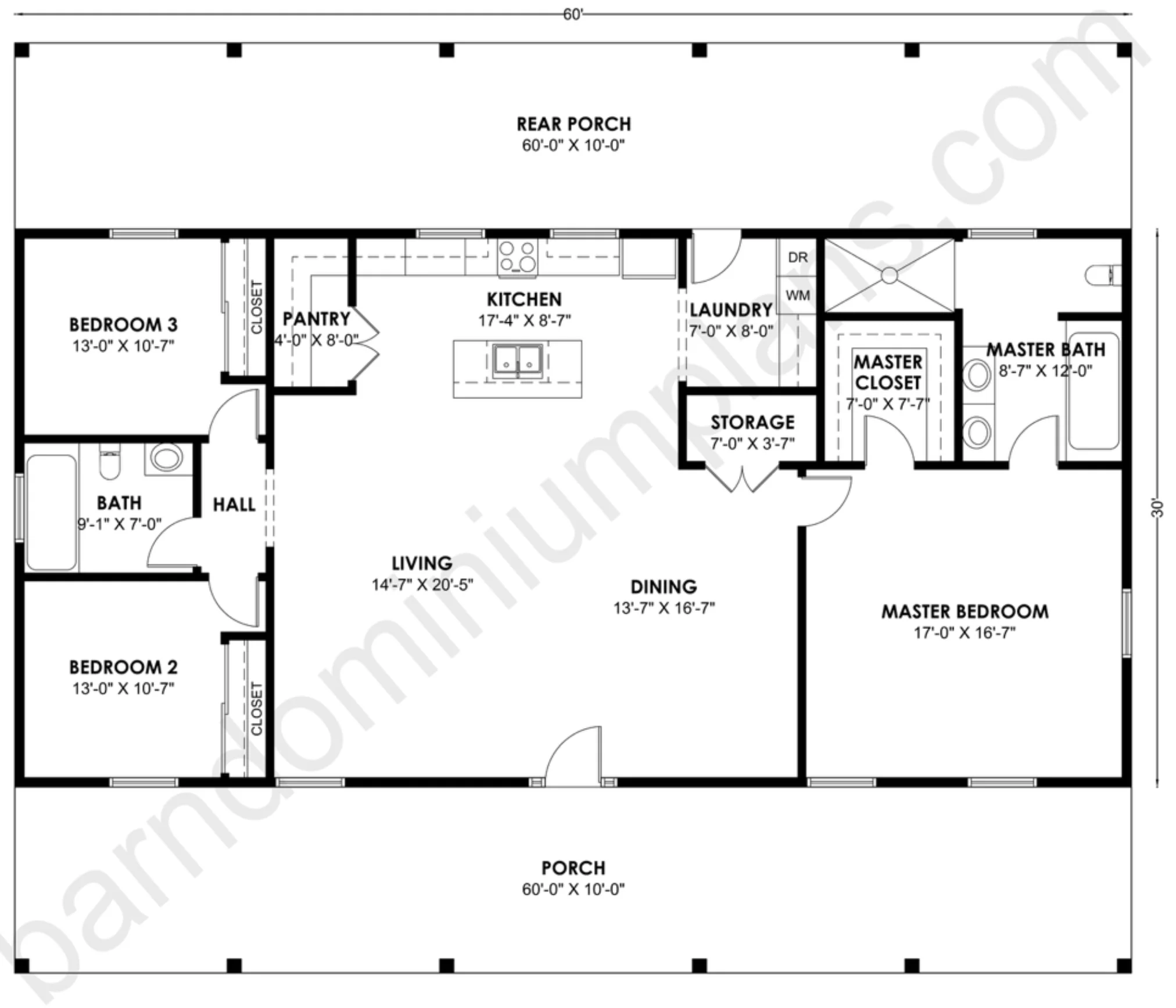 BCO-40170 Barndominium House Plan - Image 3