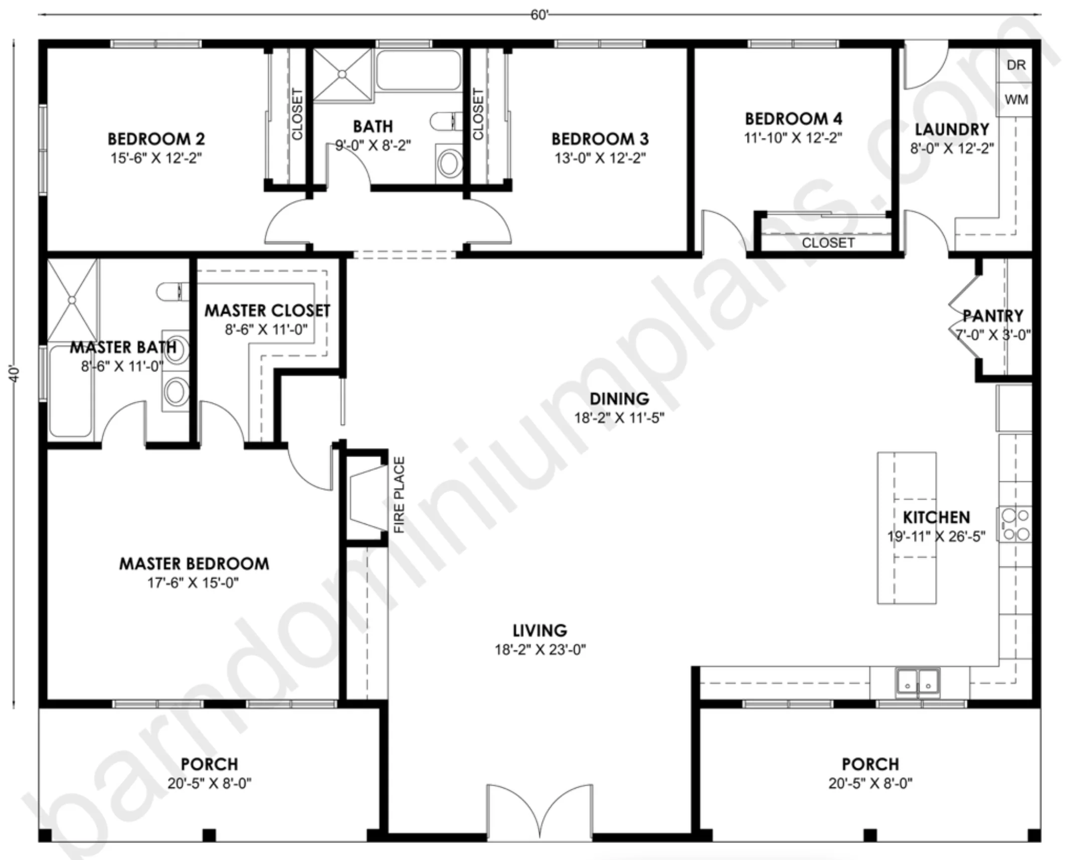 BCO-40172 Barndominium House Plan - Image 3