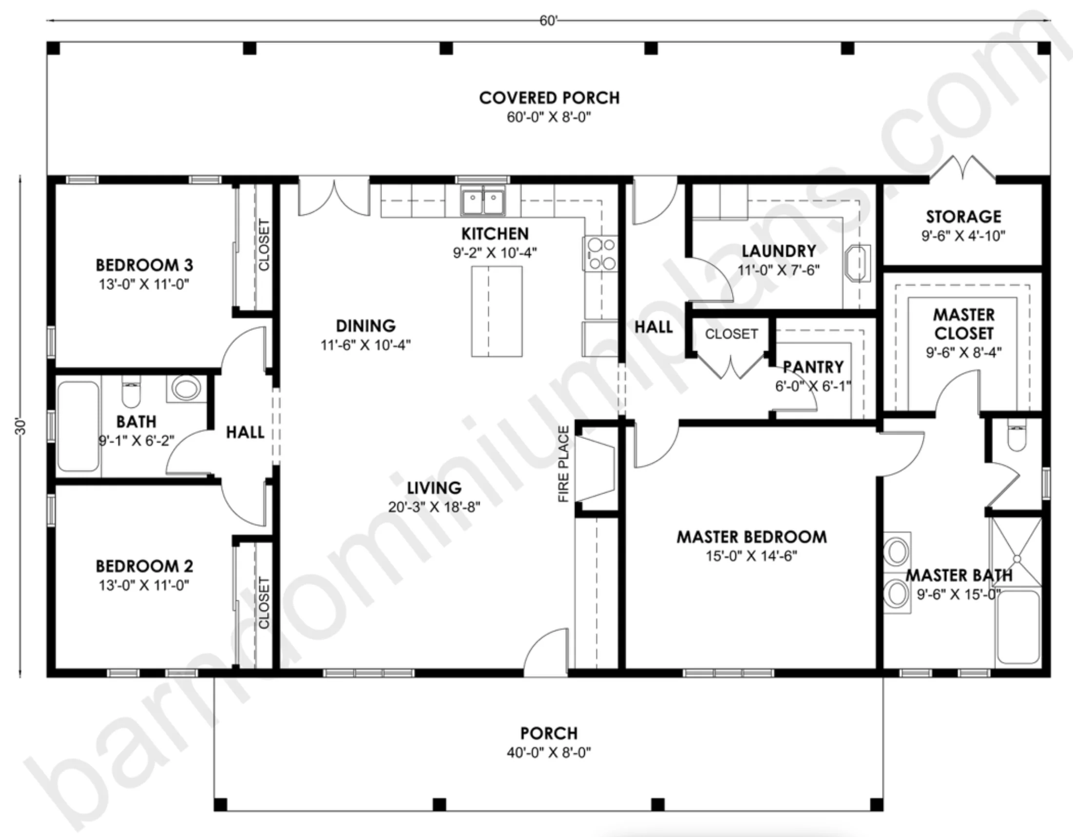 BCO-40173 Barndominium House Plan - Image 3