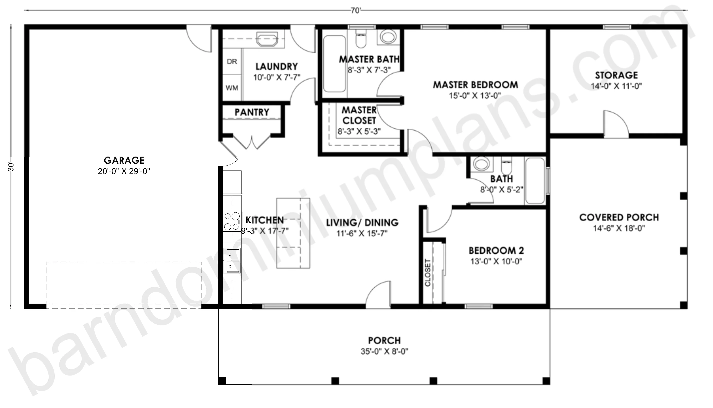 BCO-40177 Barndominium House Plan - Image 3