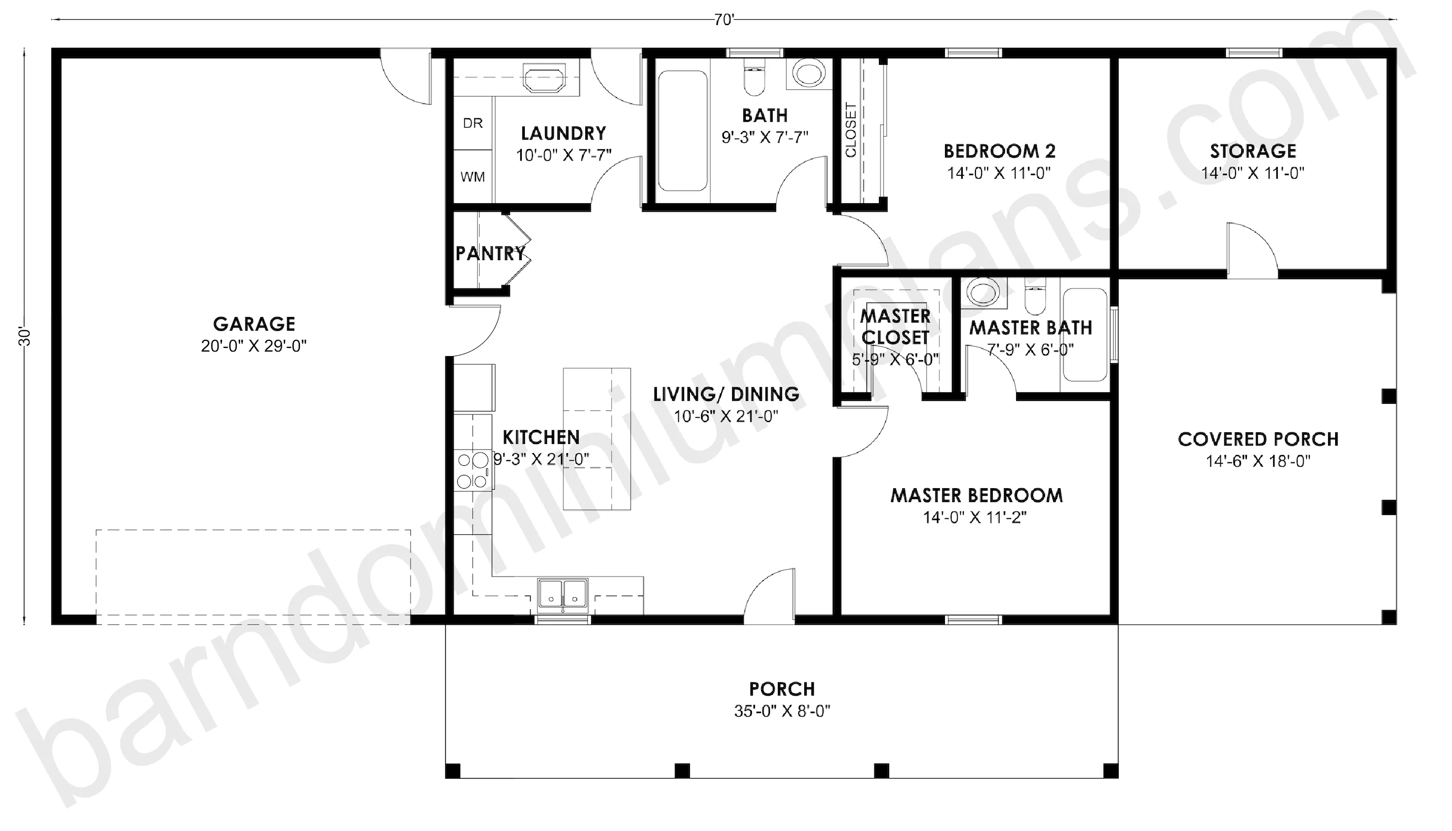BCO-40180 Barndominium House Plan - Image 3