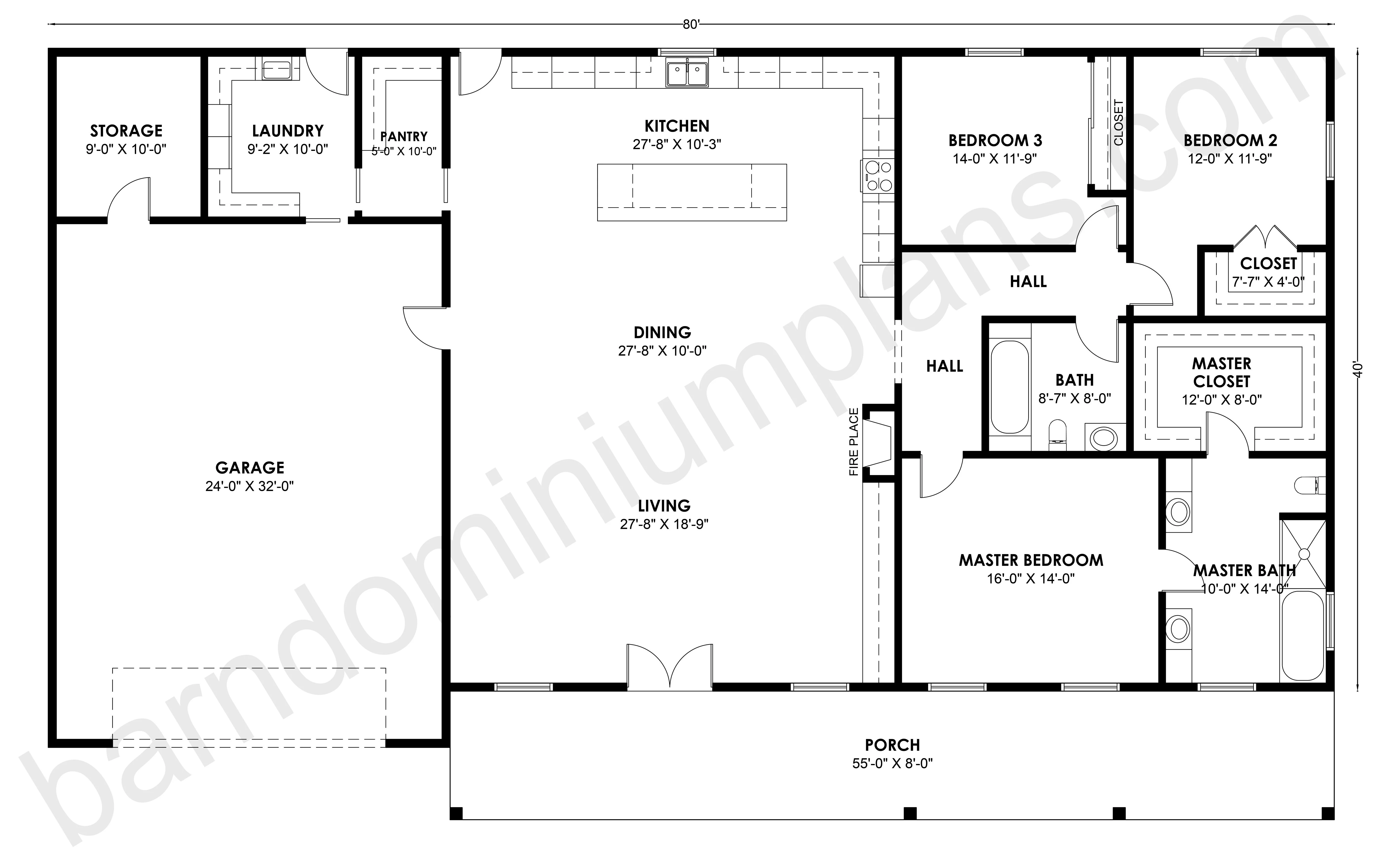 BCO-40188 Barndominium House Plan - Image 3