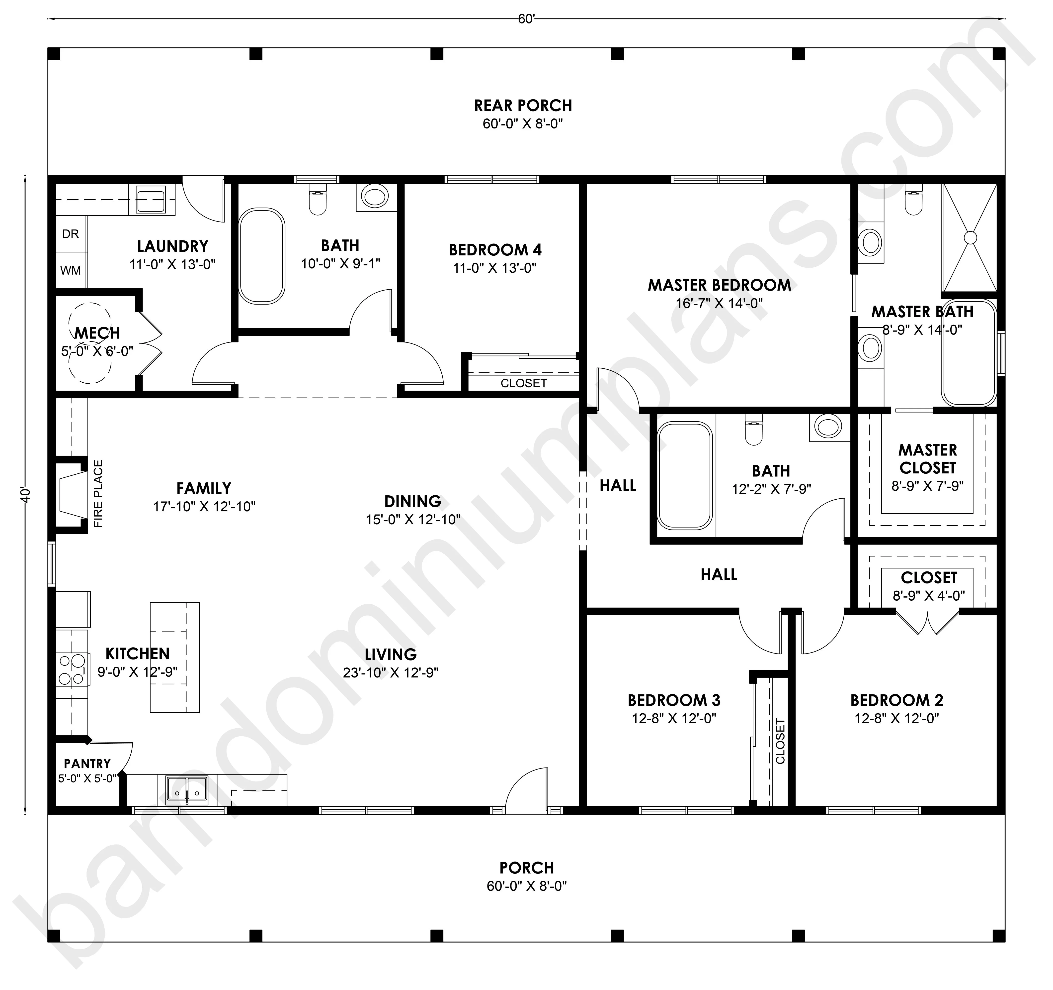 BCO-40189 Barndominium House Plan - Image 3
