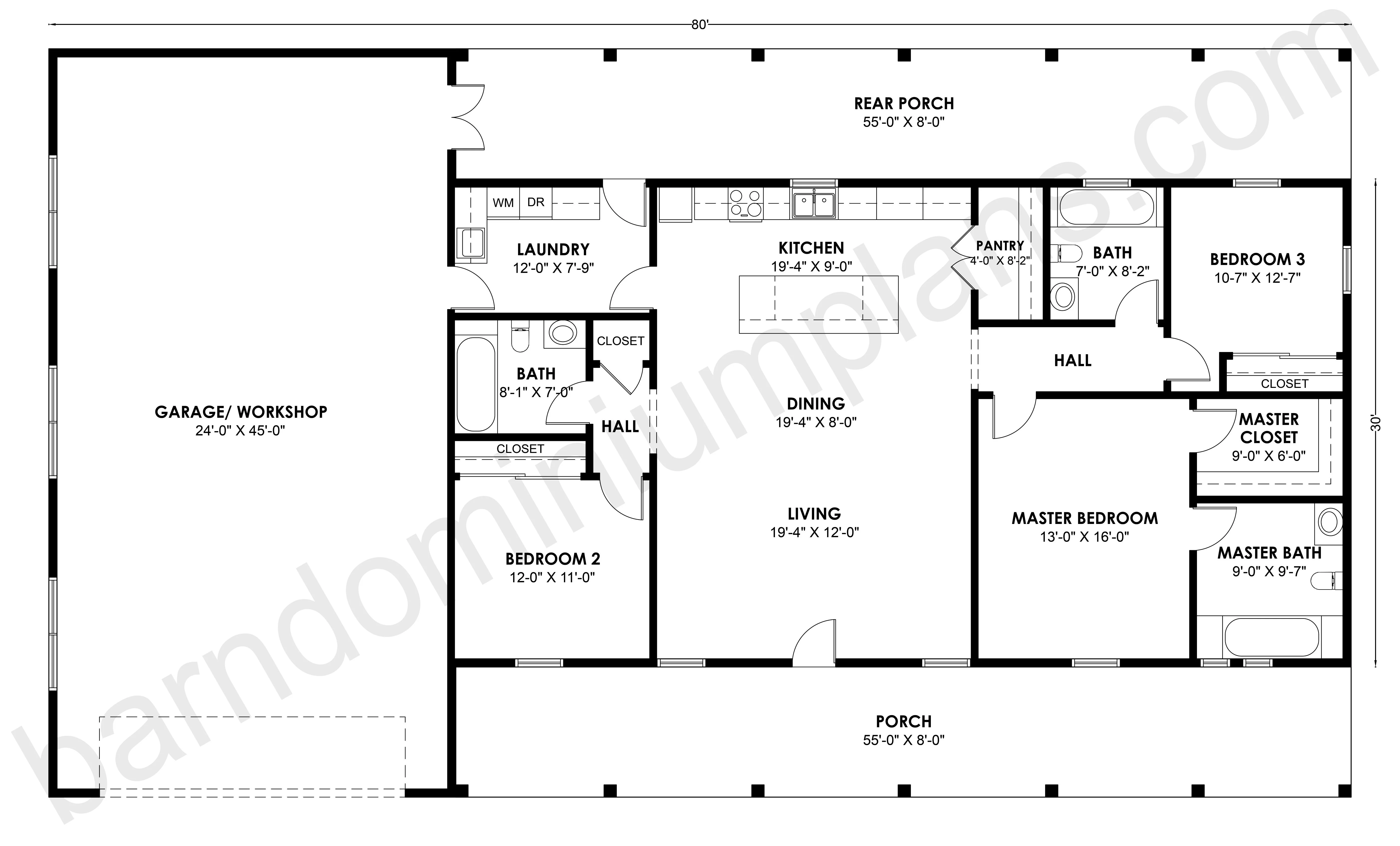 BCO-40193 Barndominium House Plan - Image 3
