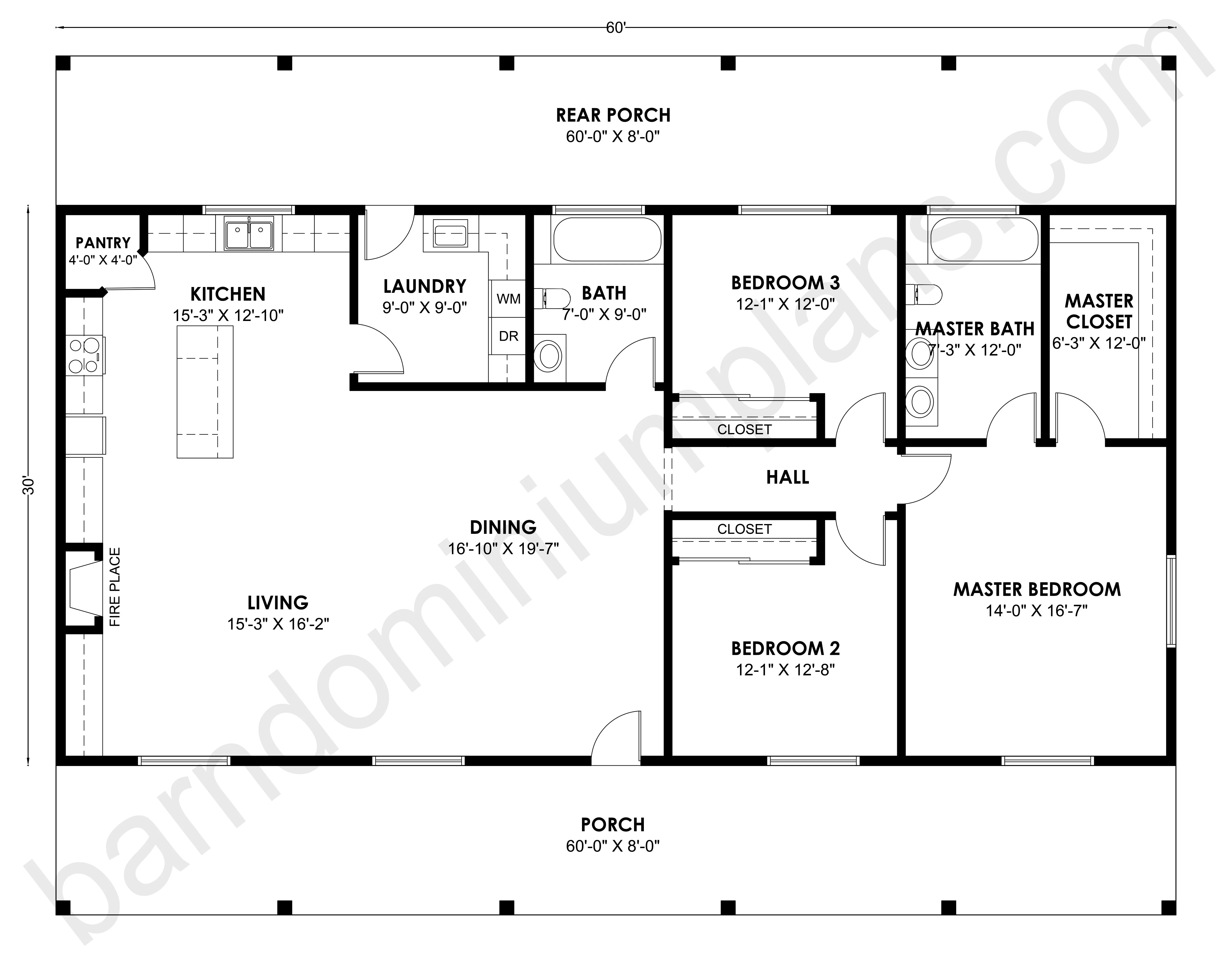 BCO-40194 Barndominium House Plan - Image 3