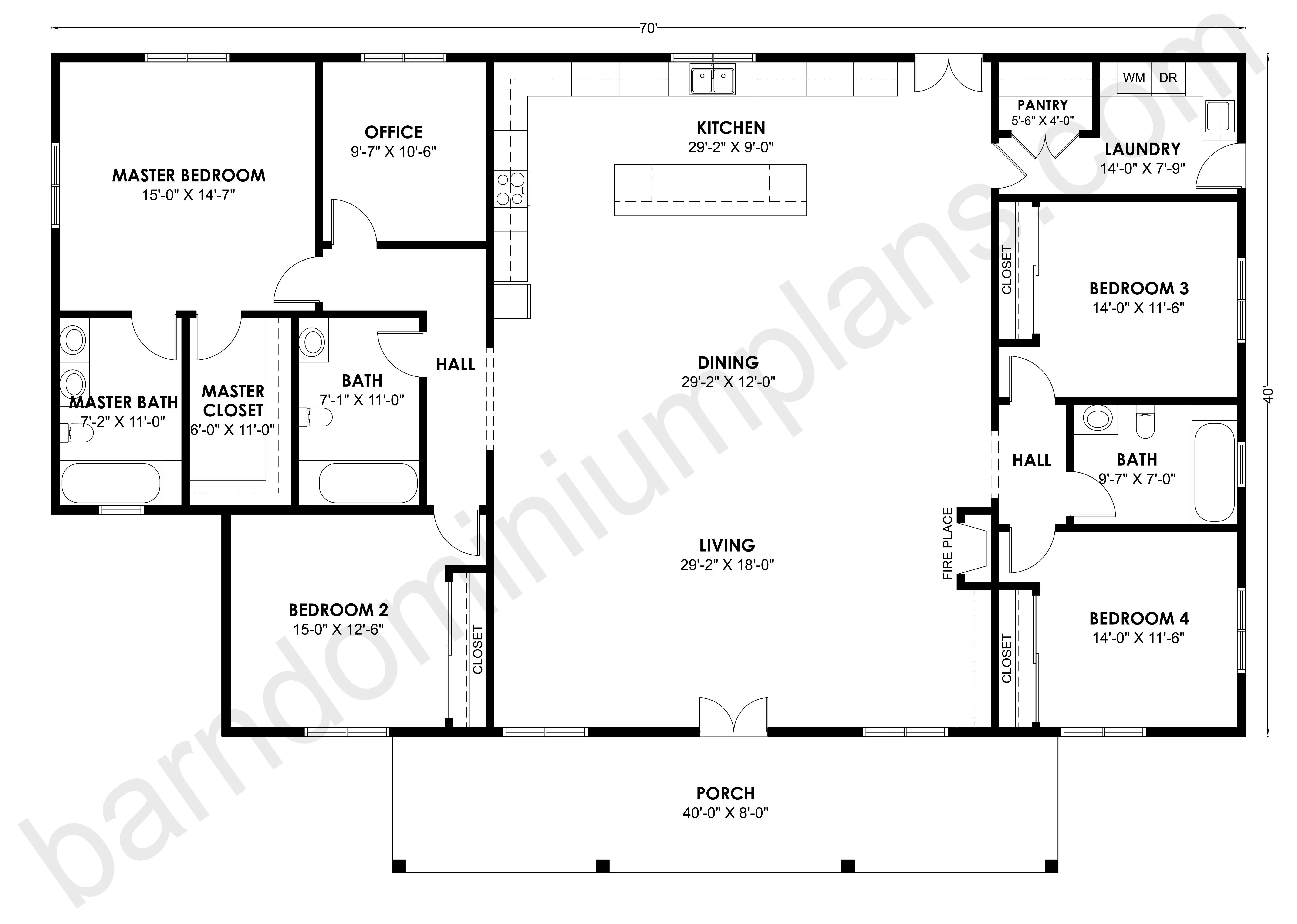 BCO-40195 Barndominium House Plan - Image 3