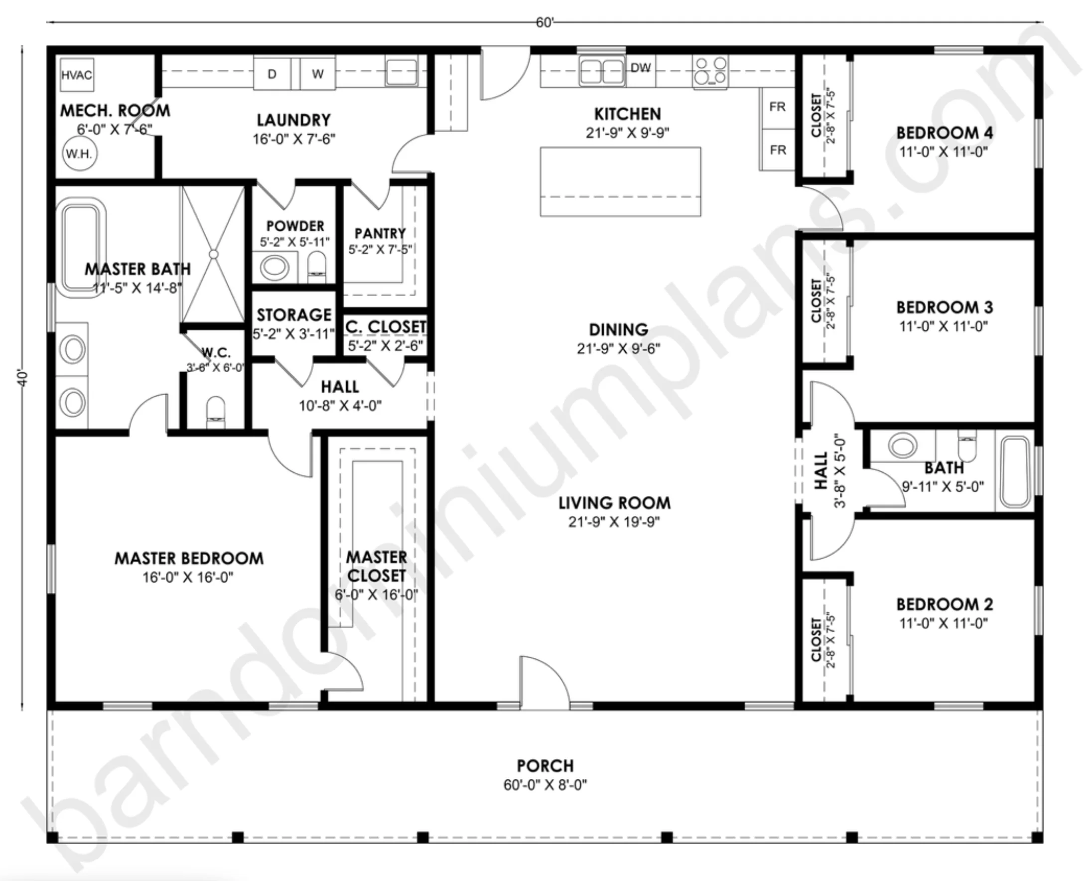 BCO-40204 Samuel Barndominium House Plan - Image 3