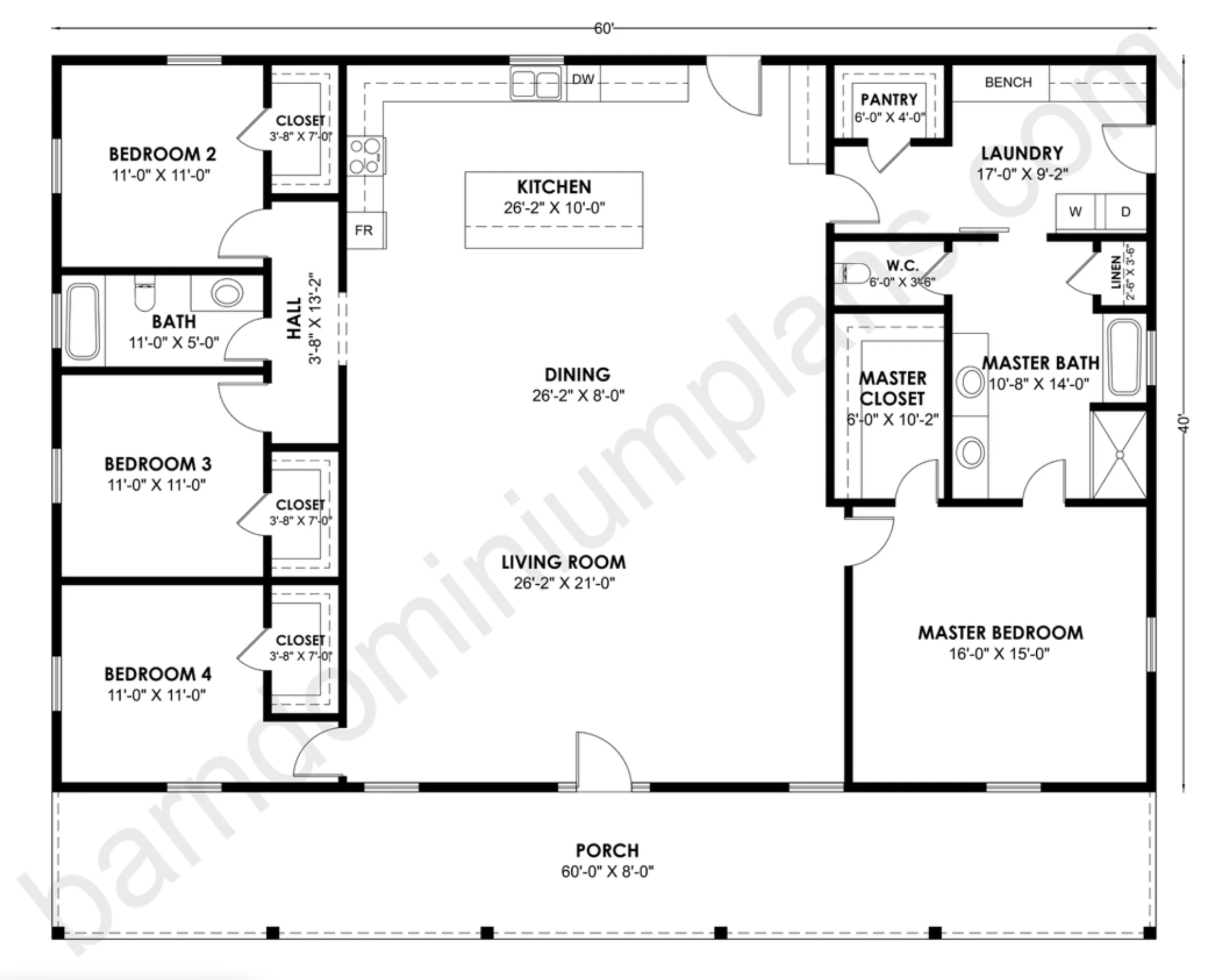 BCO-40208 Barndominium House Plan - Image 3